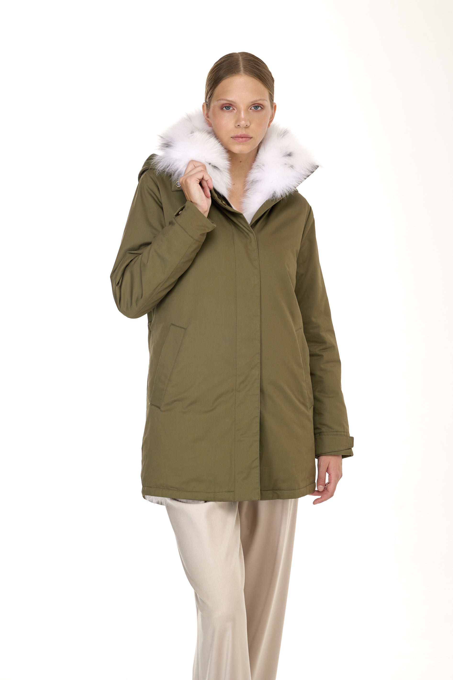 Eleganter FOX LINX Parka mit hohem Kragen und abnehmbarer Fellweste