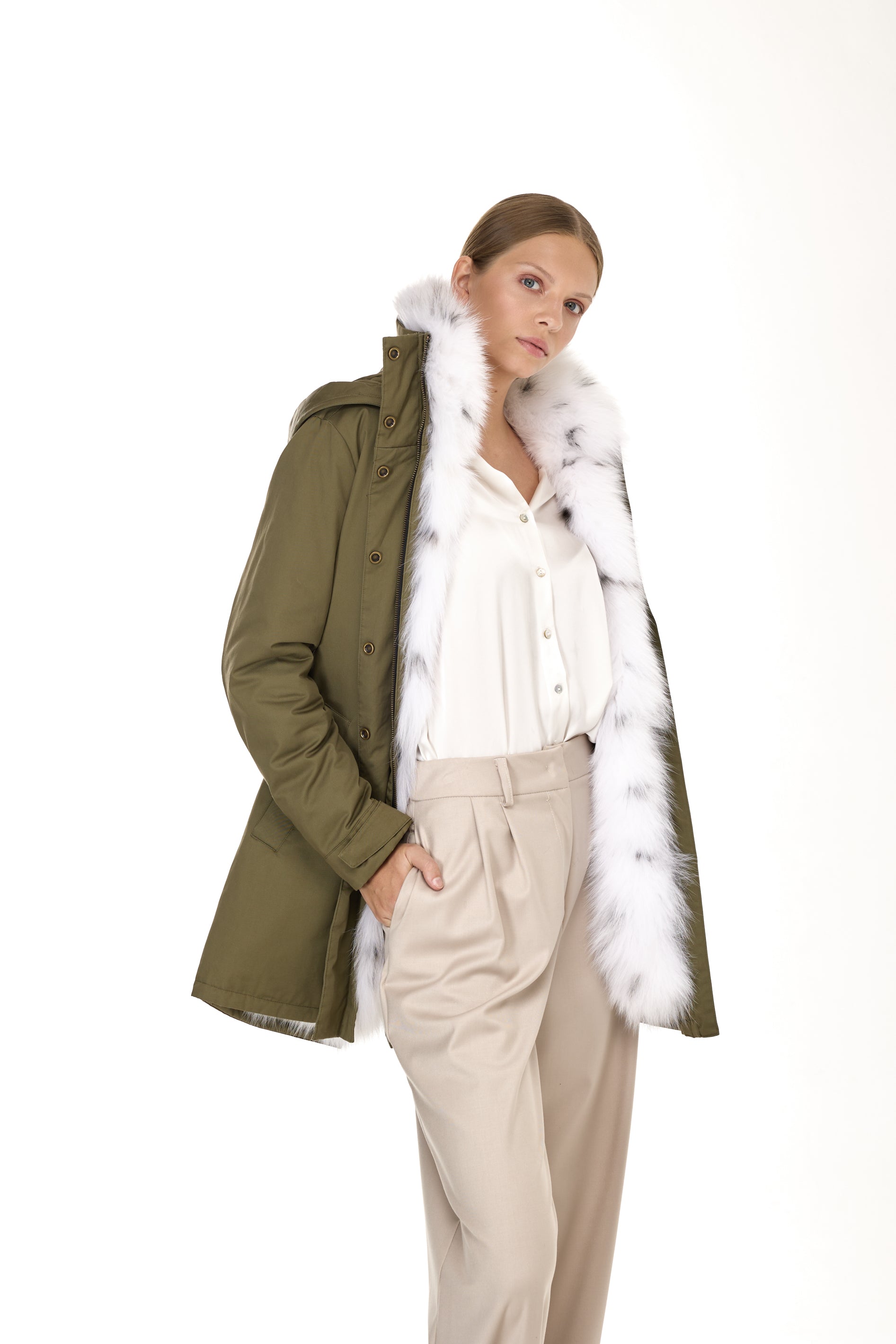 Eleganter FOX LINX Parka mit hohem Kragen und abnehmbarer Fellweste