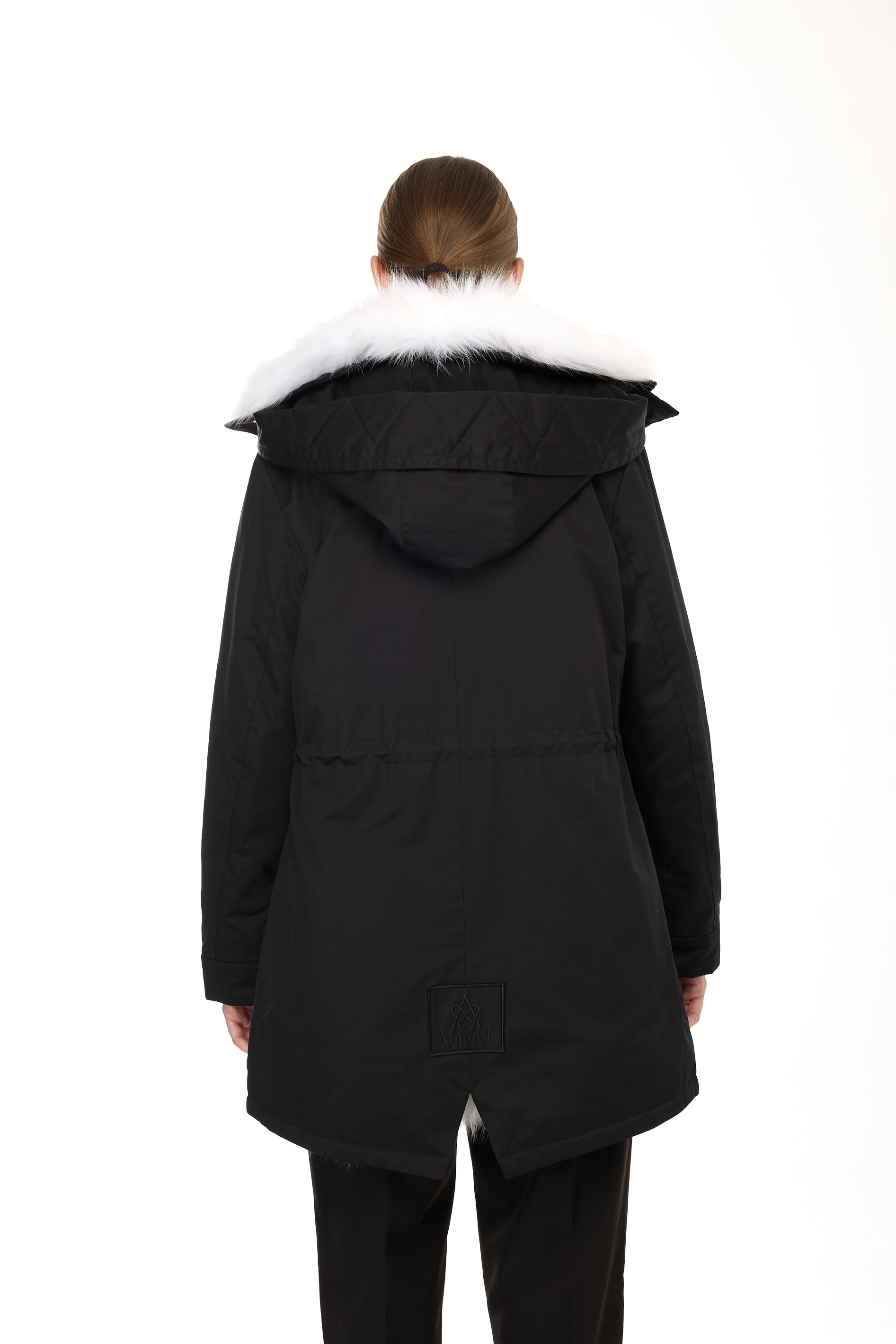 Elegant WHITE Parka with High Collar and Removable Fur Vest