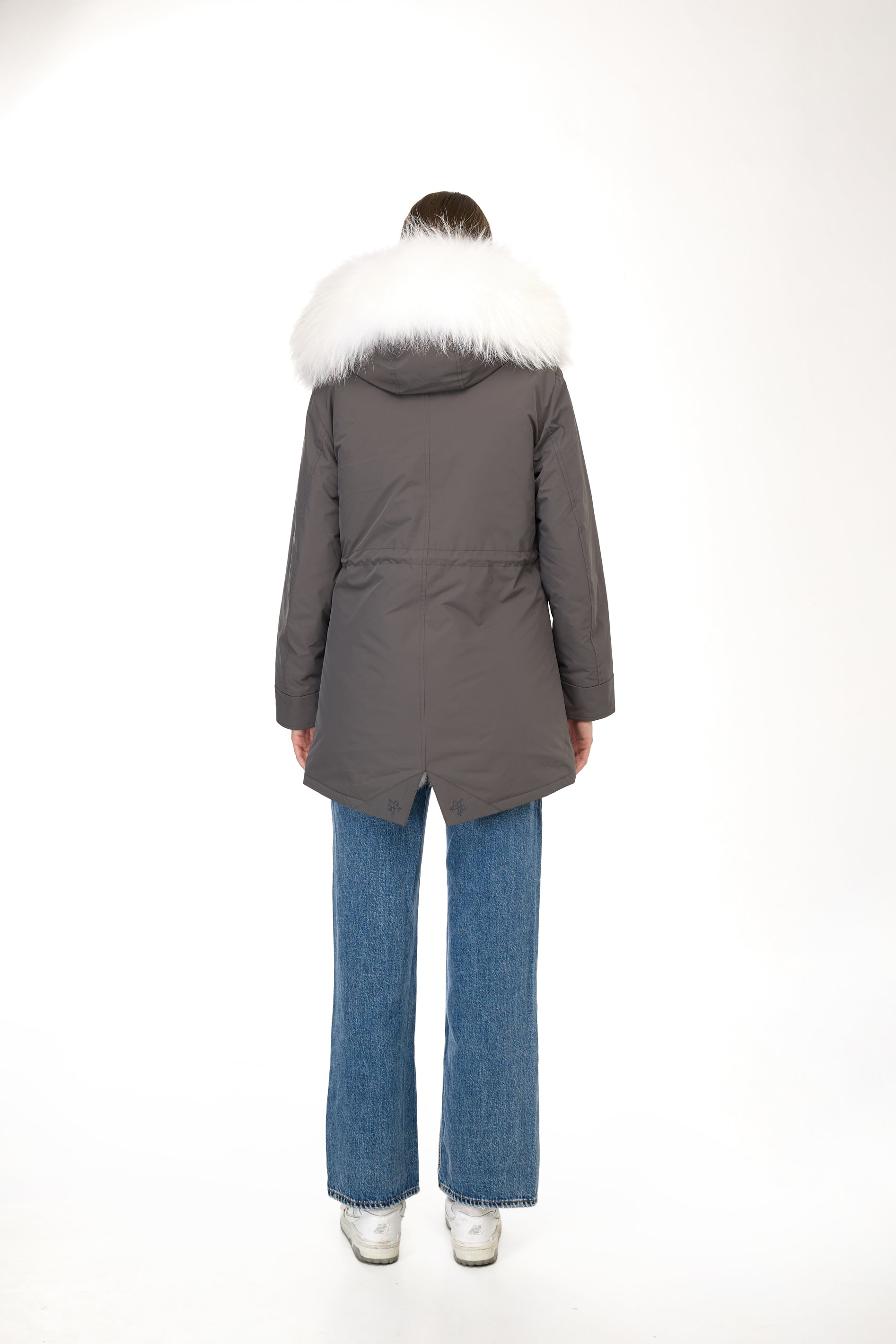 Parka long Urban WHITE in Misto Cotone Impermeabile con Gilet in Coyote