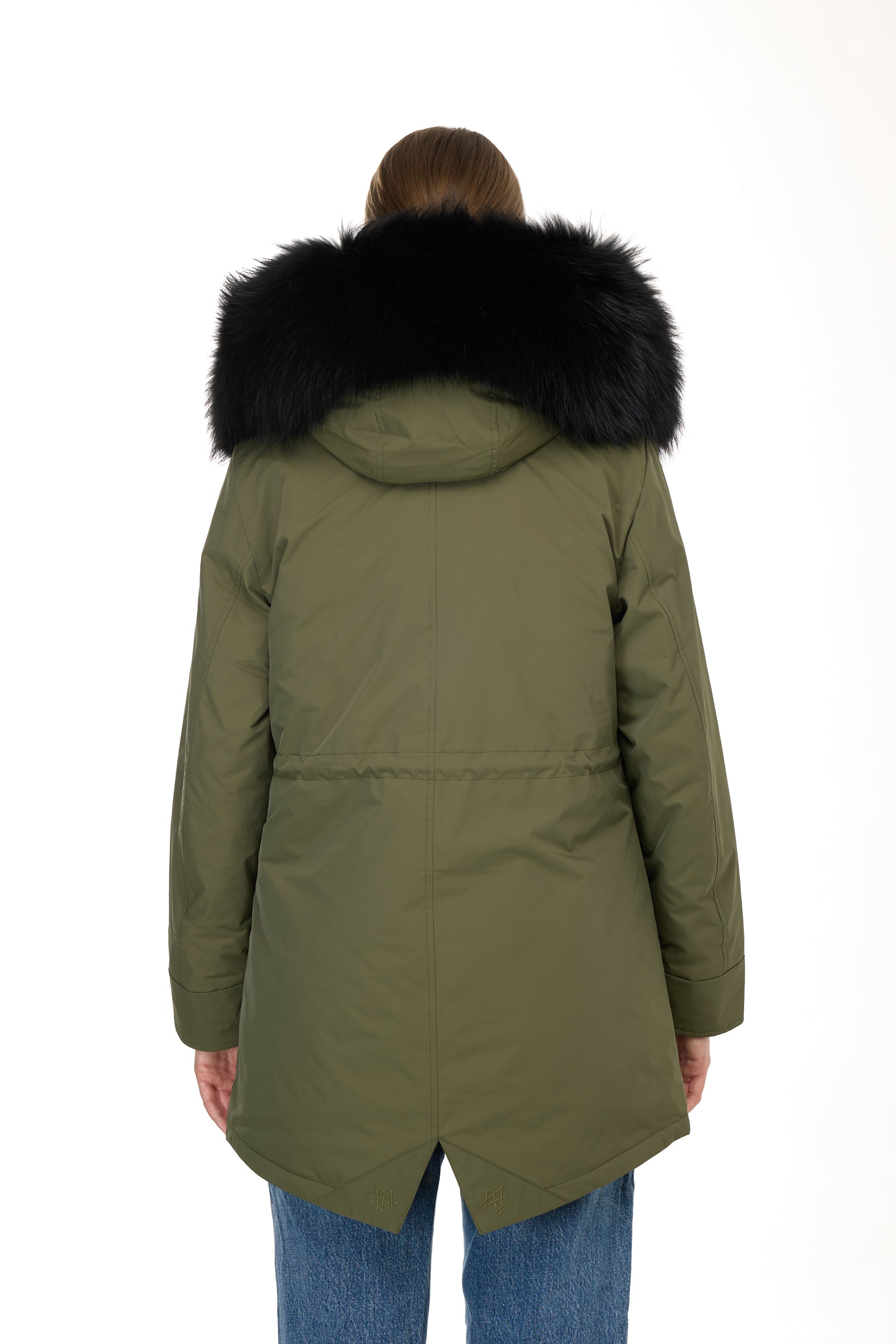 Urban BLACK long parka in waterproof cotton blend with vest