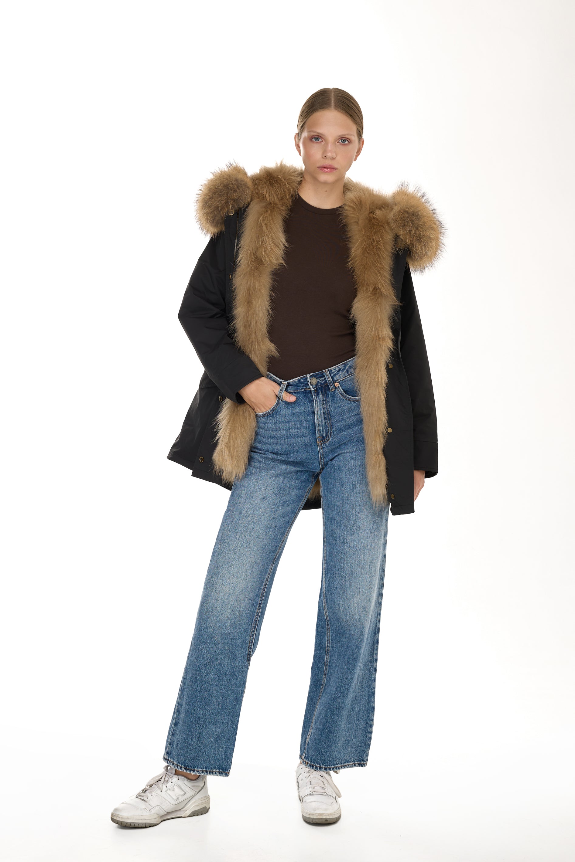 Urban RACCOON langer Parka aus wasserdichter Baumwollmischung mit Weste