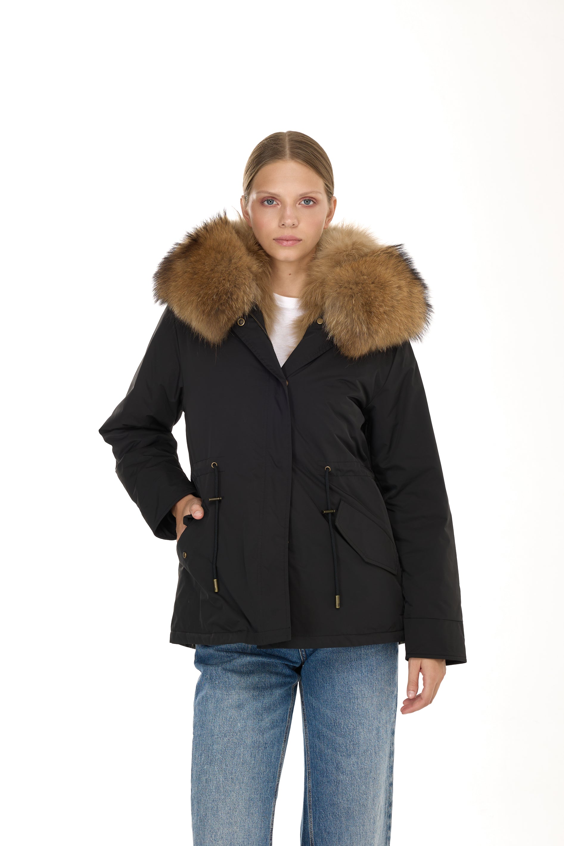 Urban RACCOON Kurzparka aus wasserdichter Baumwollmischung mit Weste