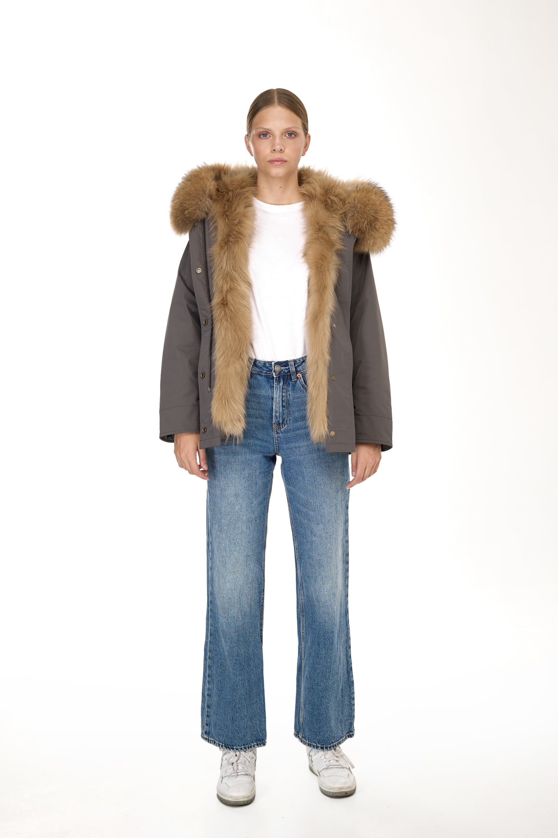 Urban RACCOON Kurzparka aus wasserdichter Baumwollmischung mit Weste