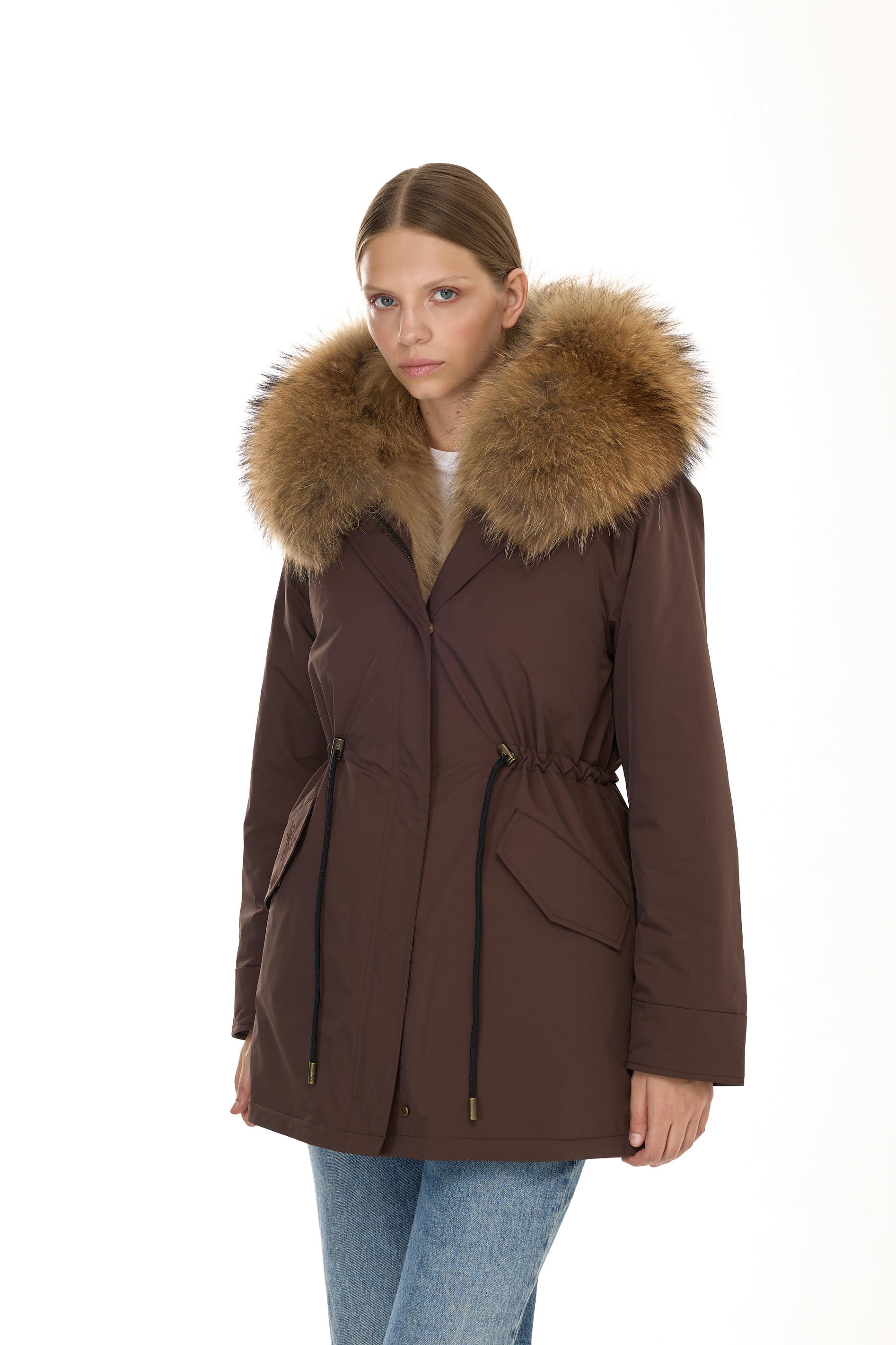 Urban RACCOON langer Parka aus wasserdichter Baumwollmischung mit Weste
