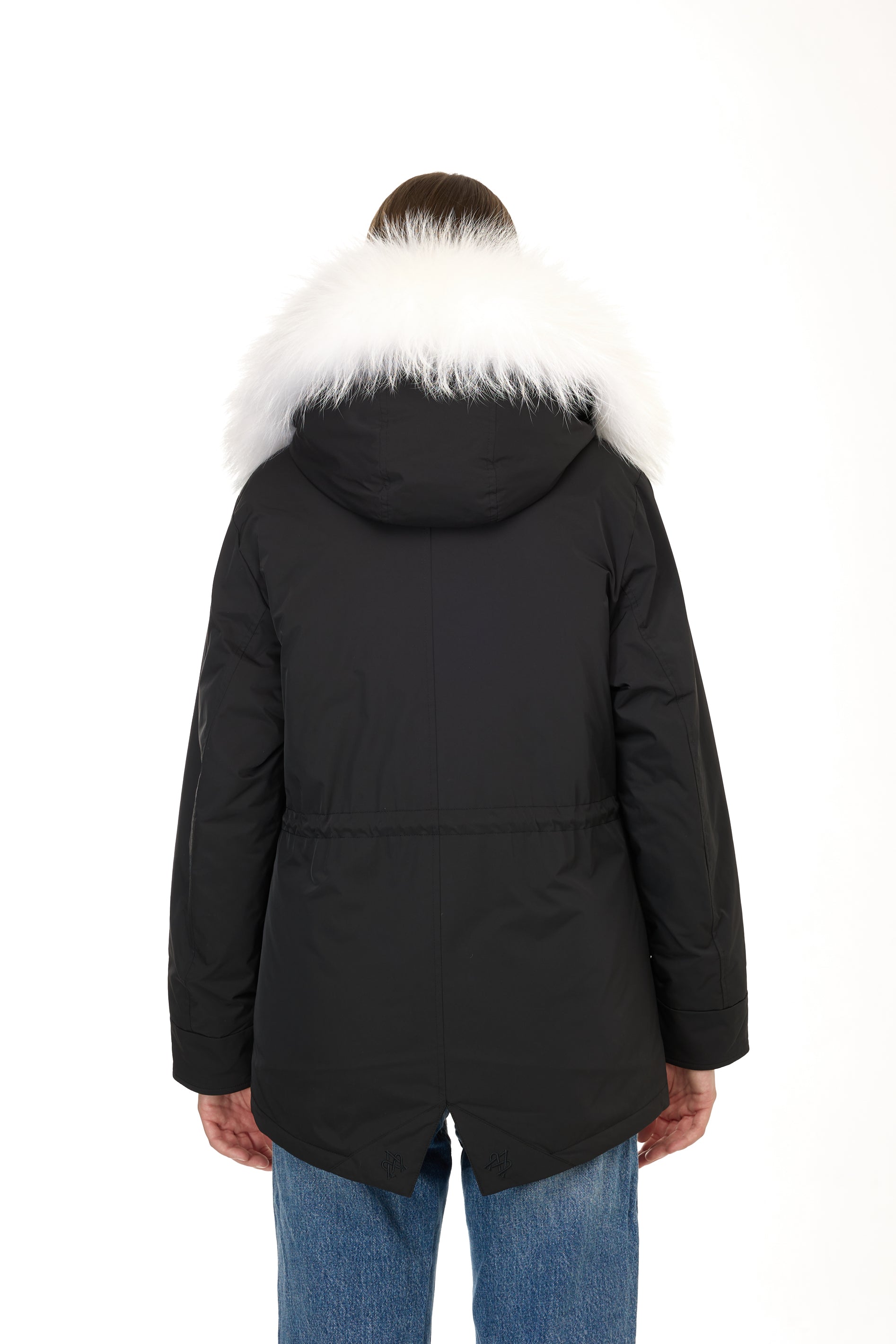 Urban WHITE short parka in waterproof cotton blend with coyote vest