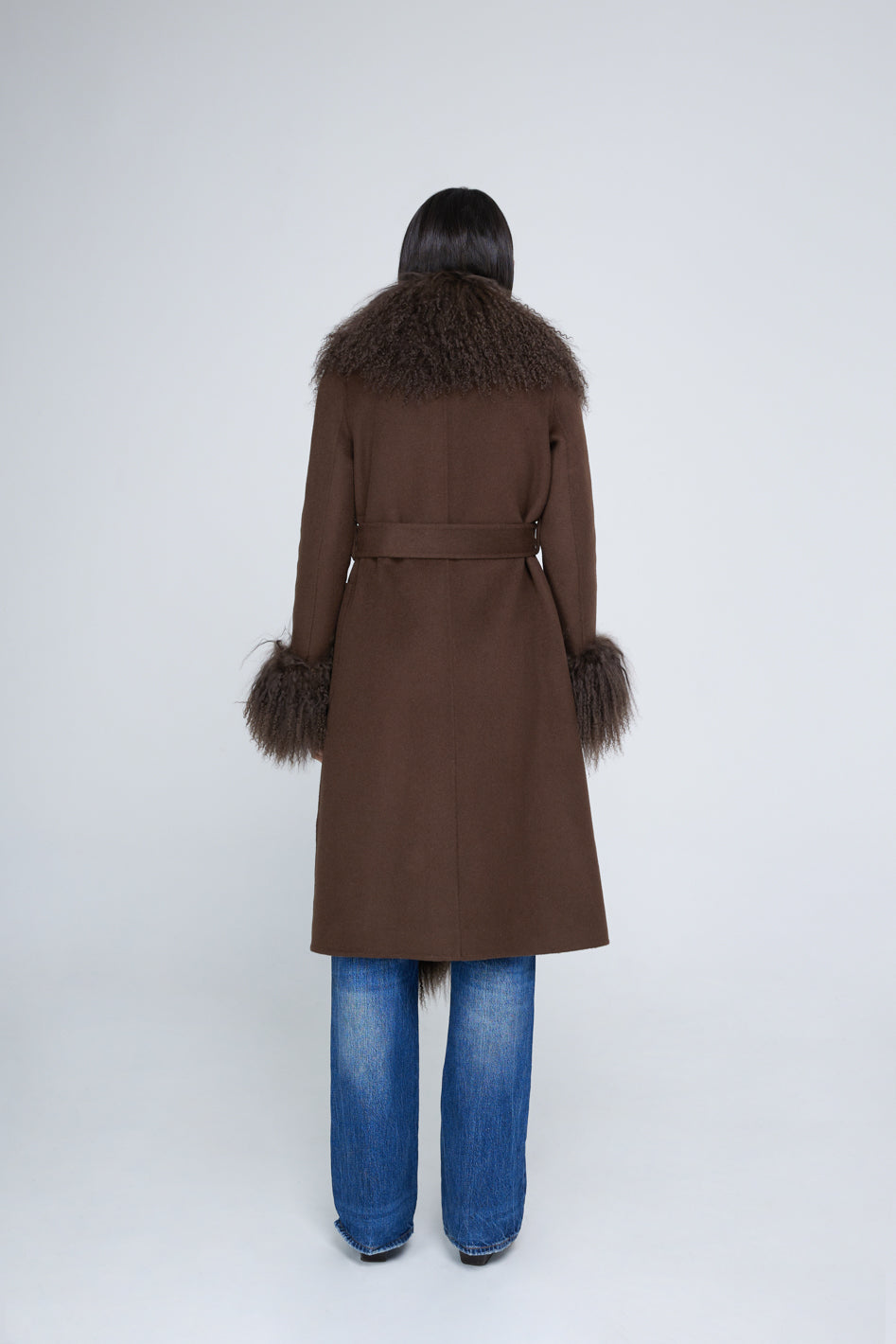 Mantel aus Kaschmirmischung Mongolia Coffee