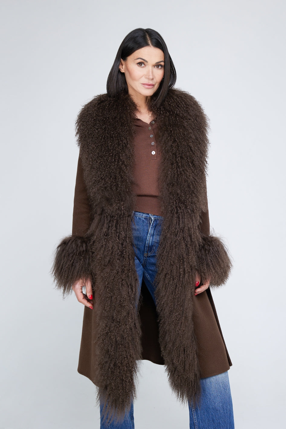 Mantel aus Kaschmirmischung Mongolia Coffee