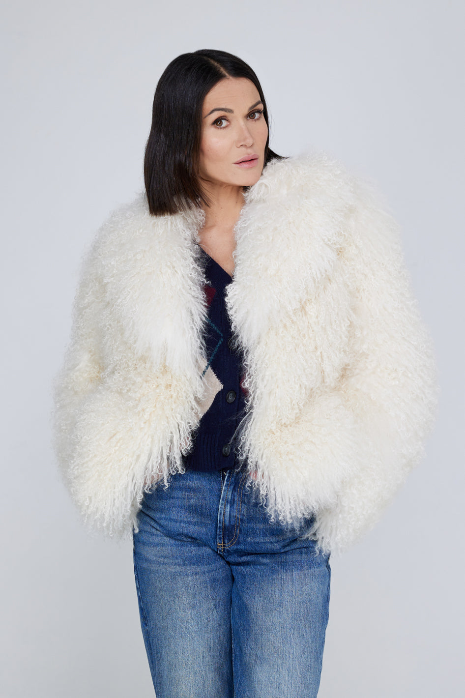 Veste en véritable fourrure de Mongolie –