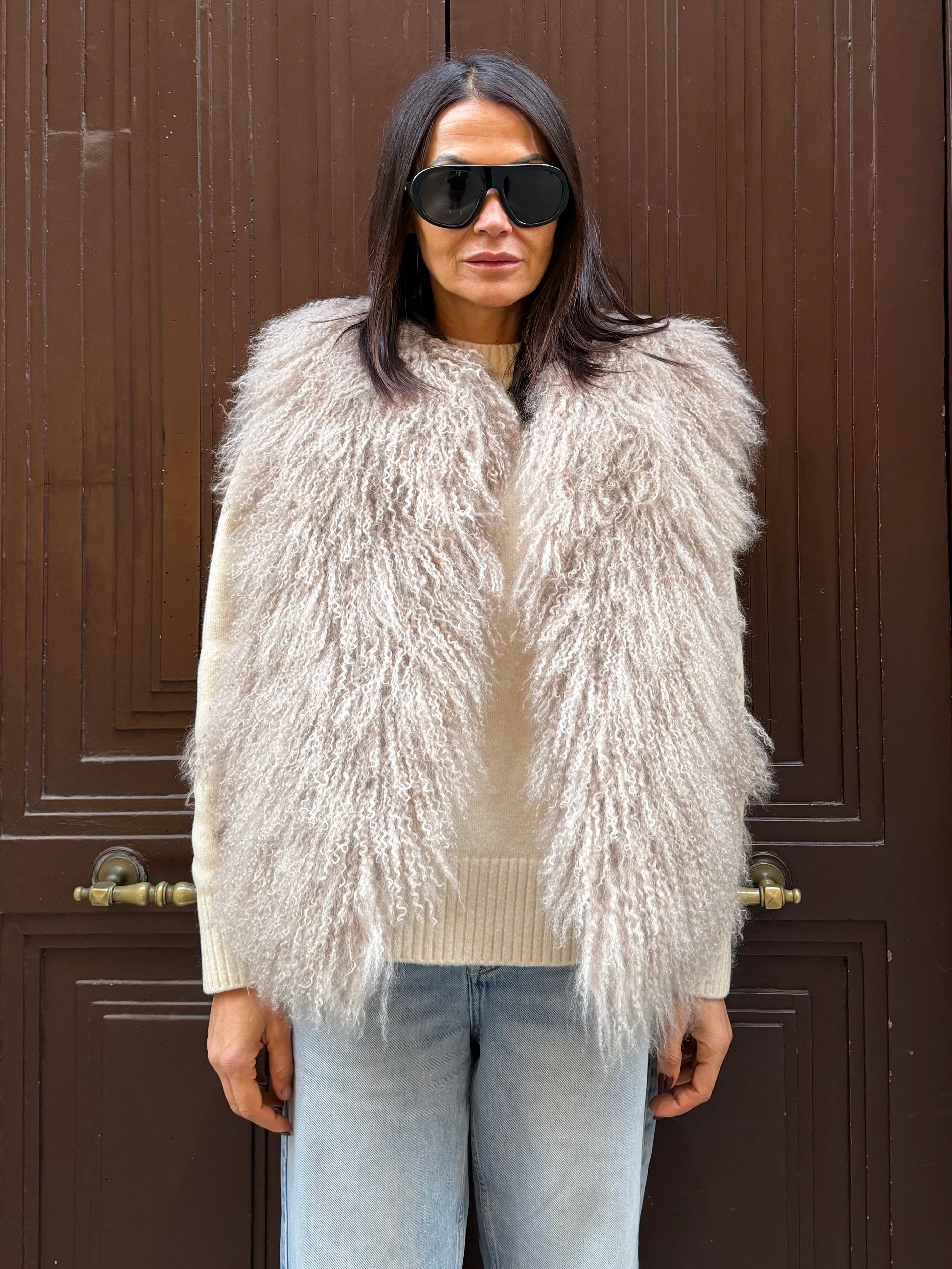 Gilet en fourrure mongole