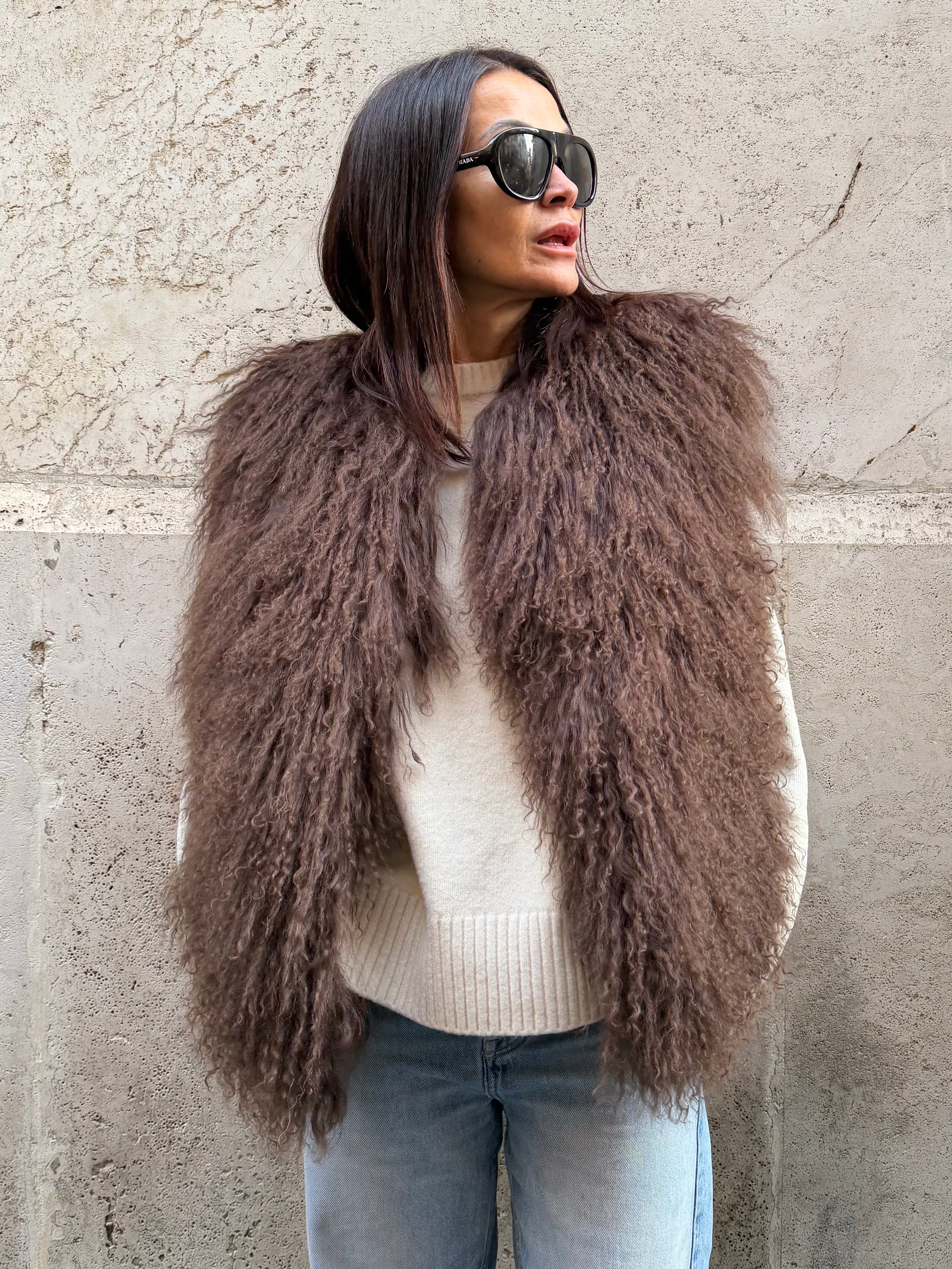 Gilet en fourrure mongole