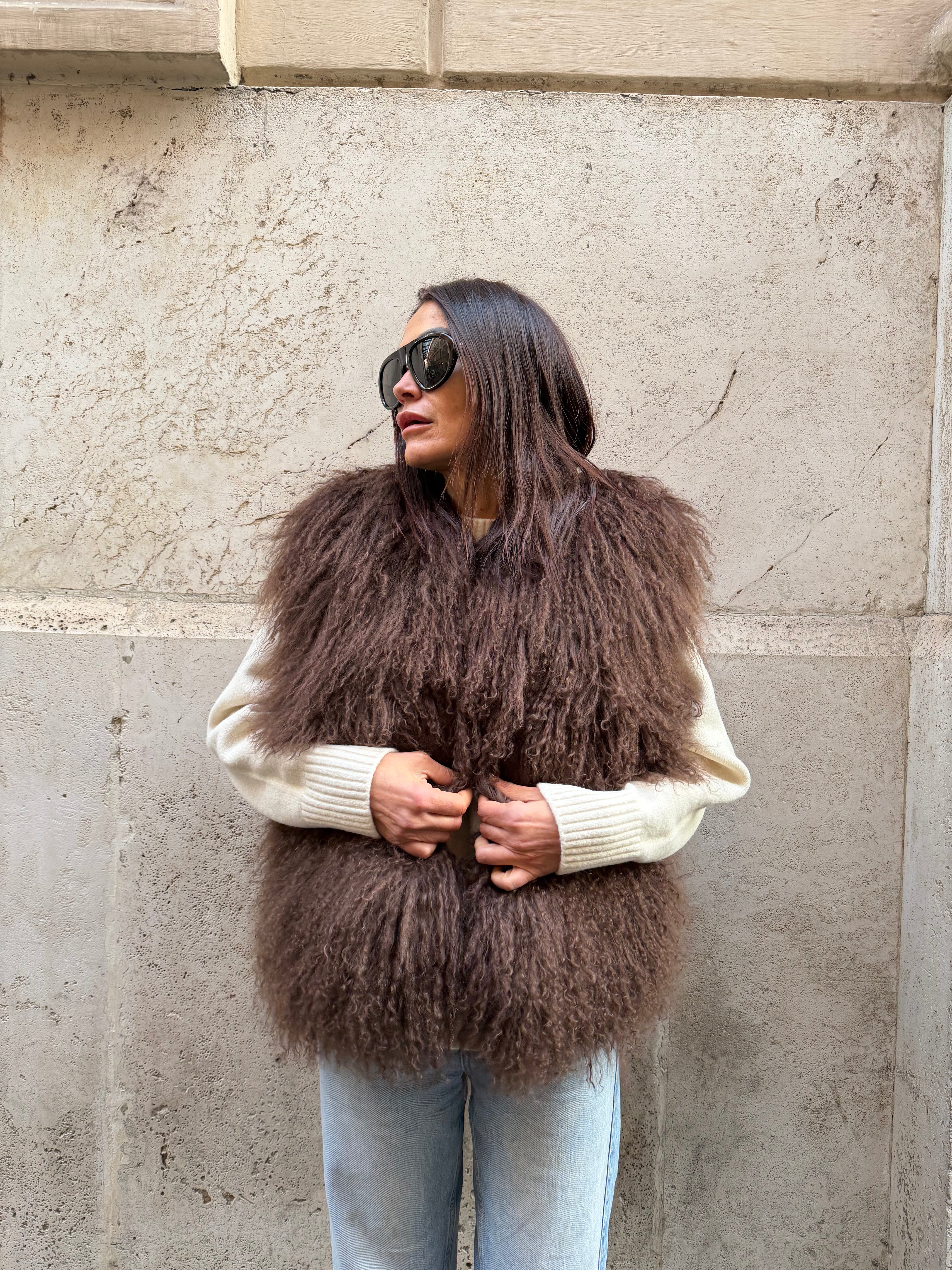 Gilet en fourrure mongole