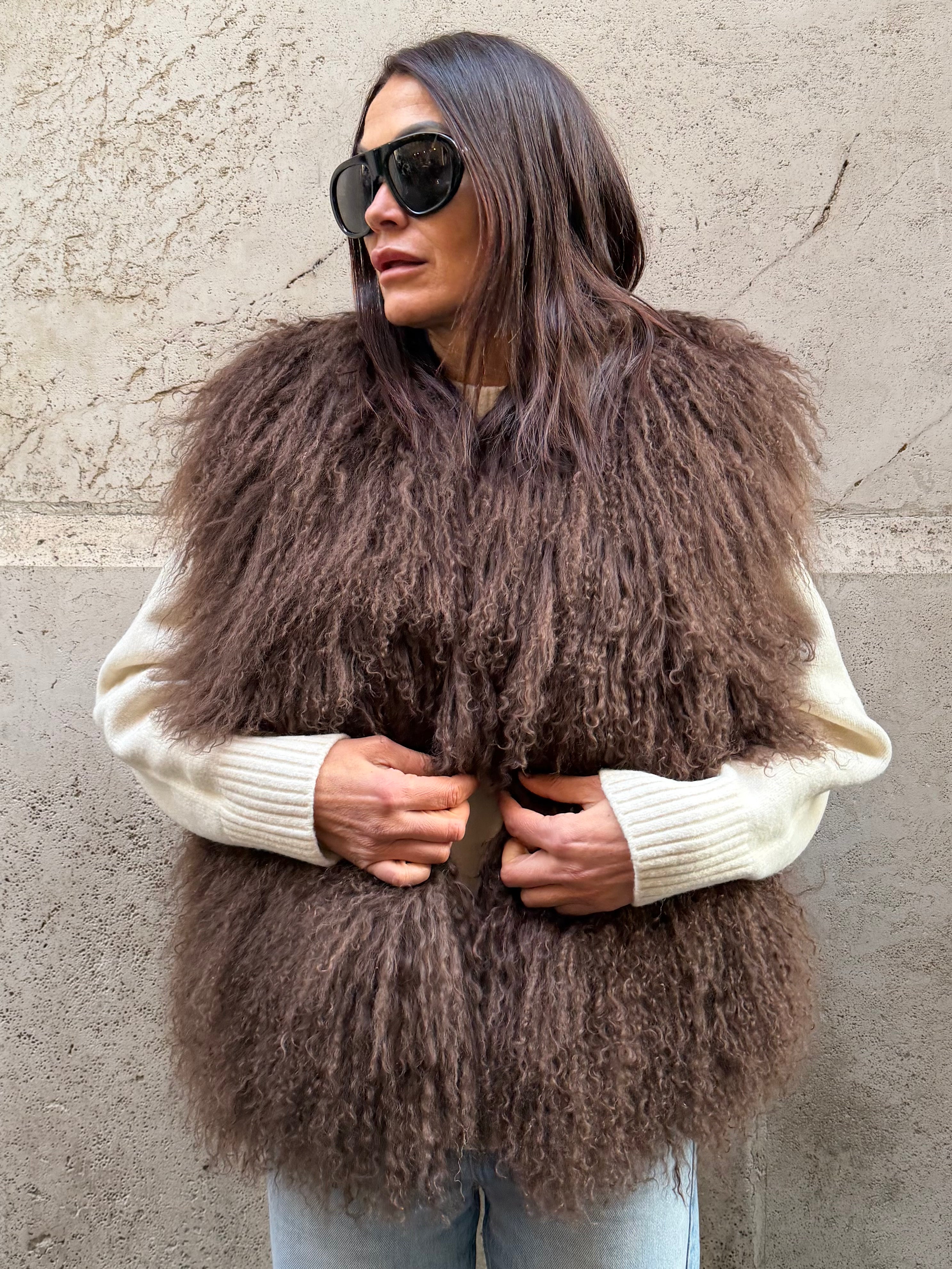 Gilet en fourrure mongole