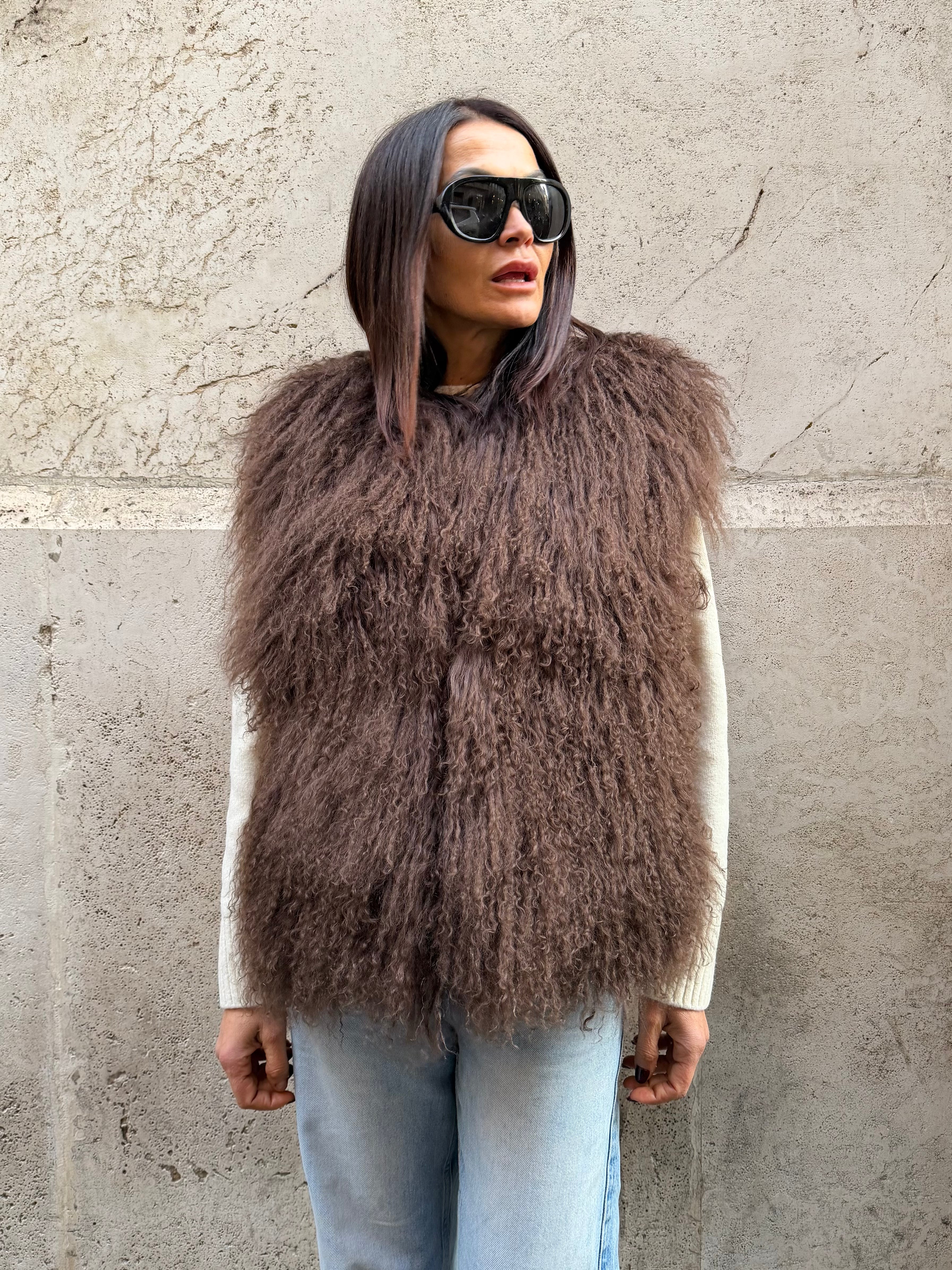 Gilet en fourrure mongole