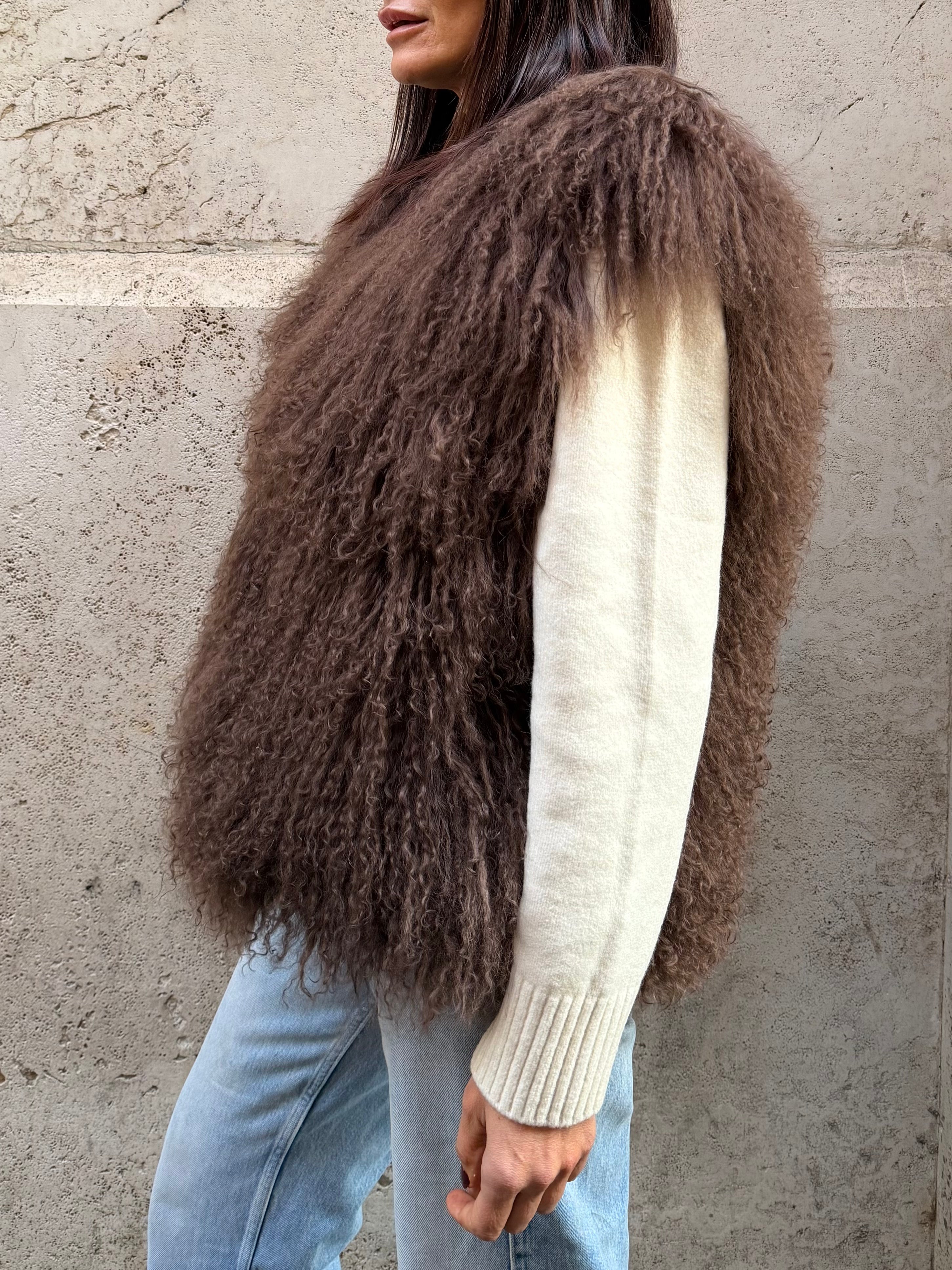 Gilet en fourrure mongole