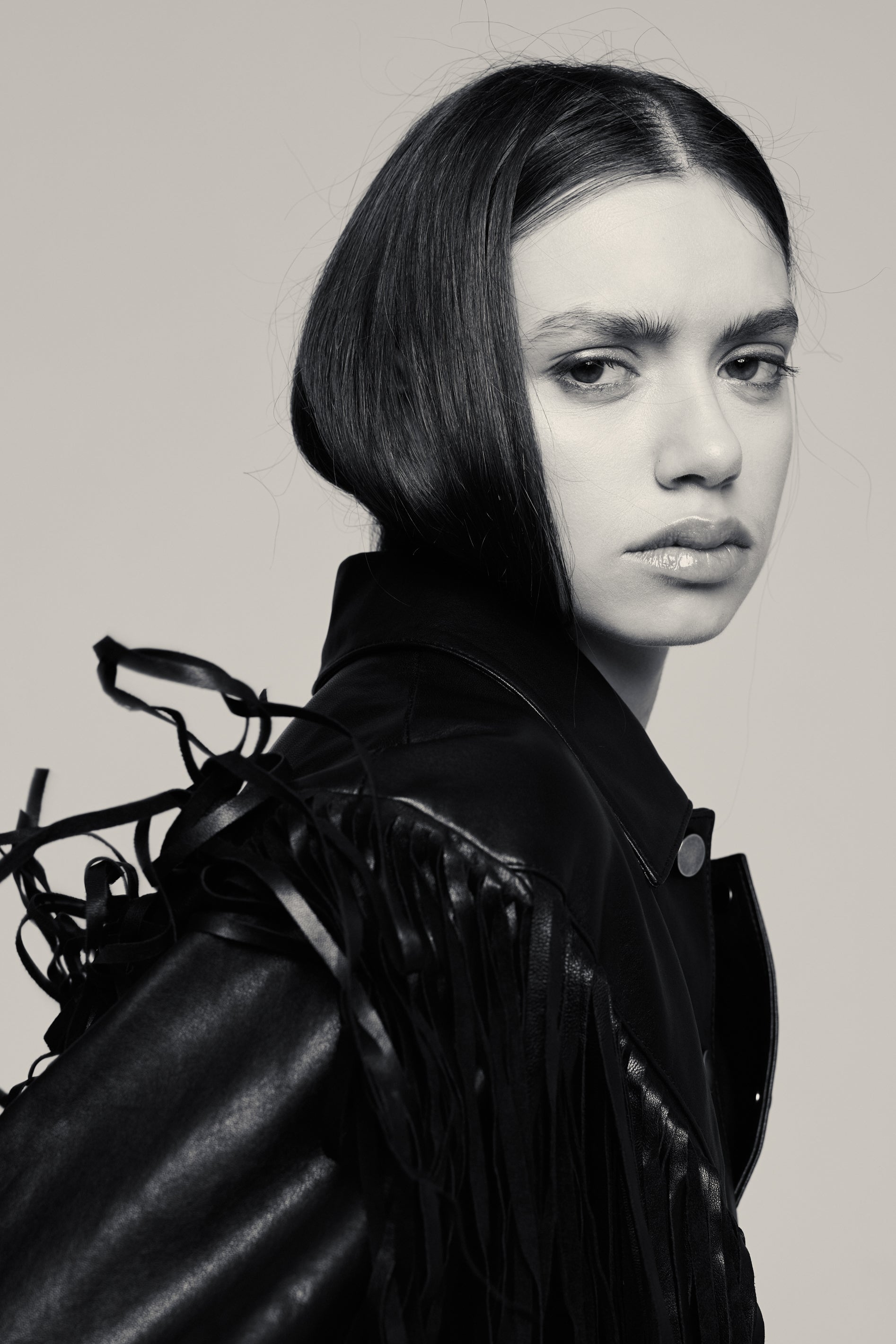 FRINGE JACKET in GENUINE BLACK Leather