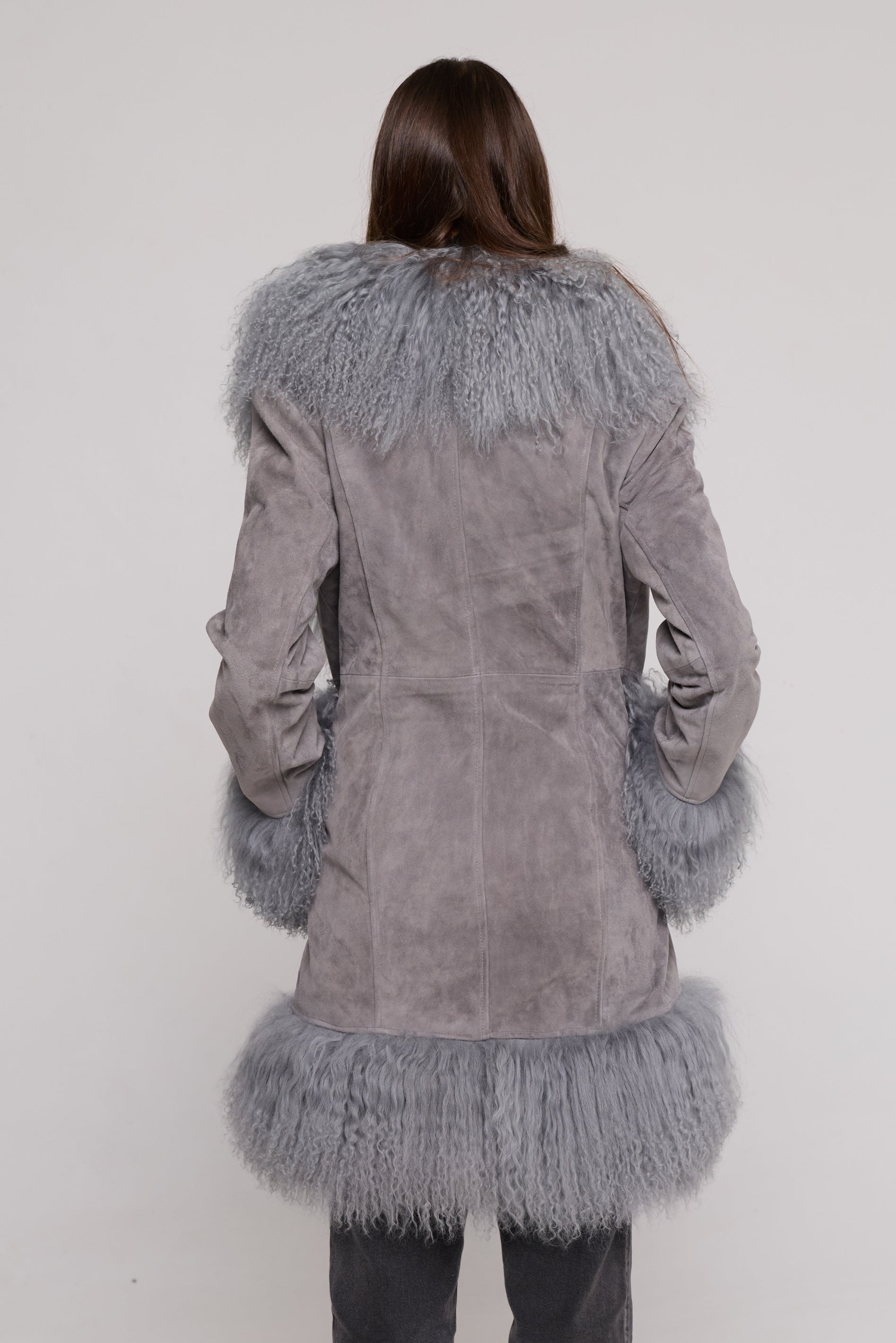 Mongolia Suede Long Jacket GRAY