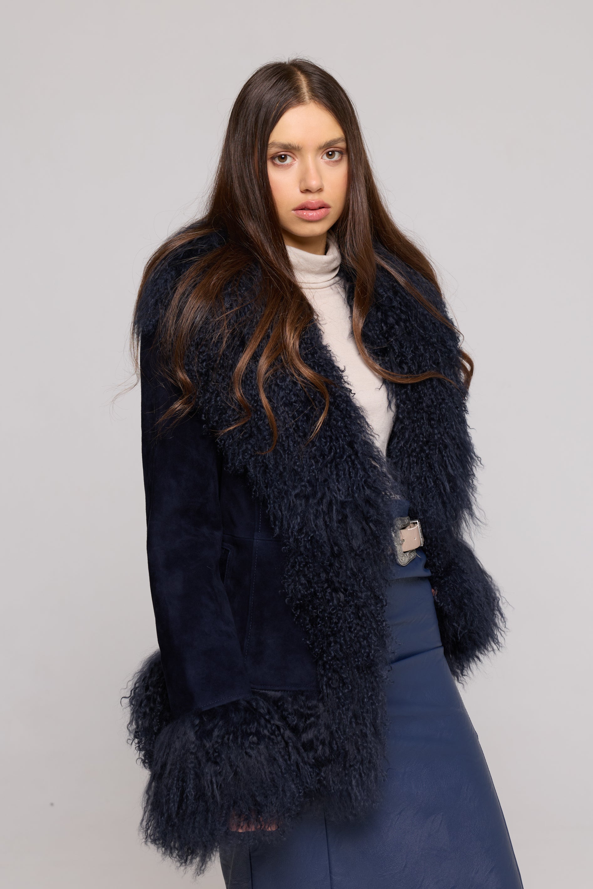 Mongolia Suede Jacket BLUE