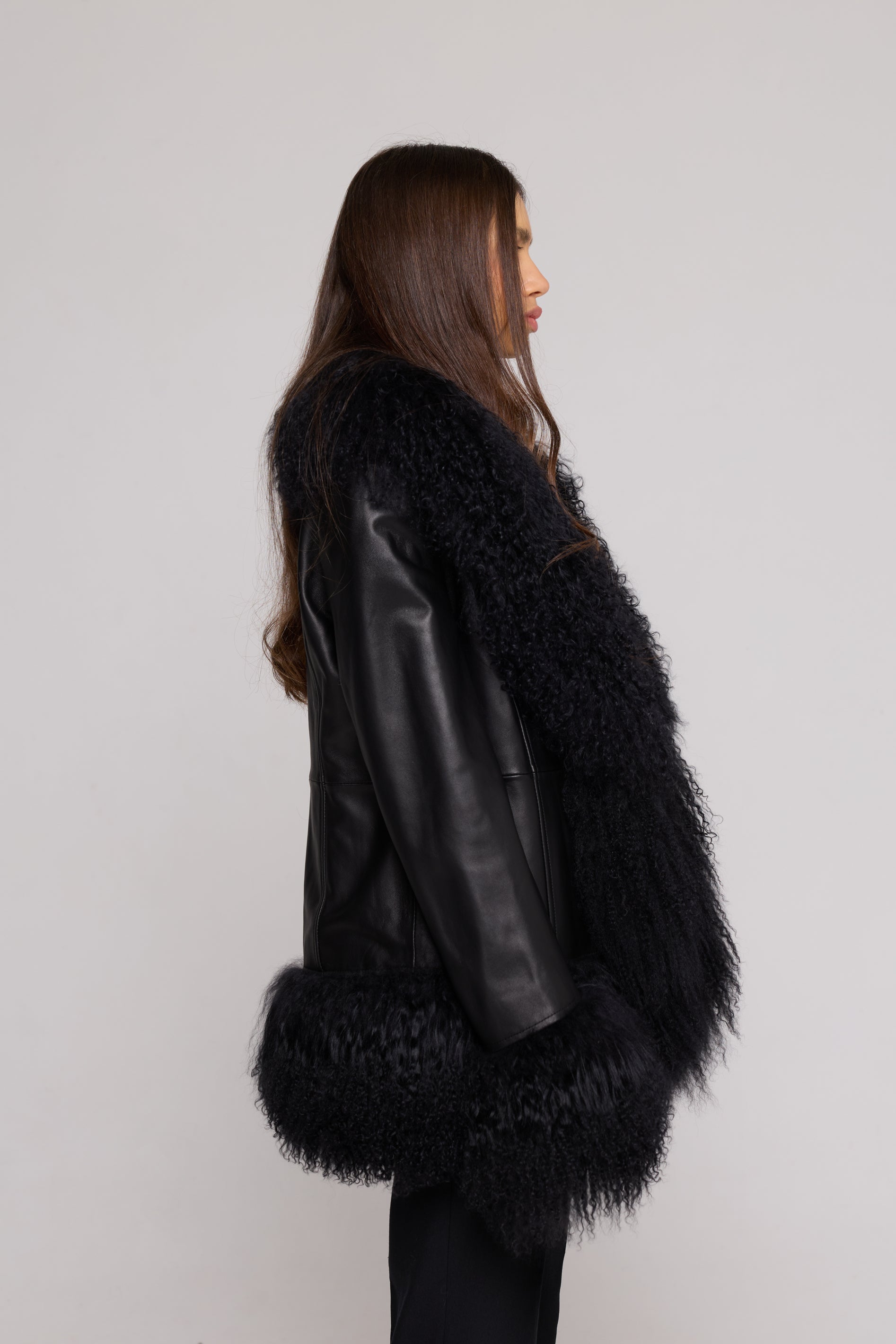 Mongolia Lederjacke schwarz