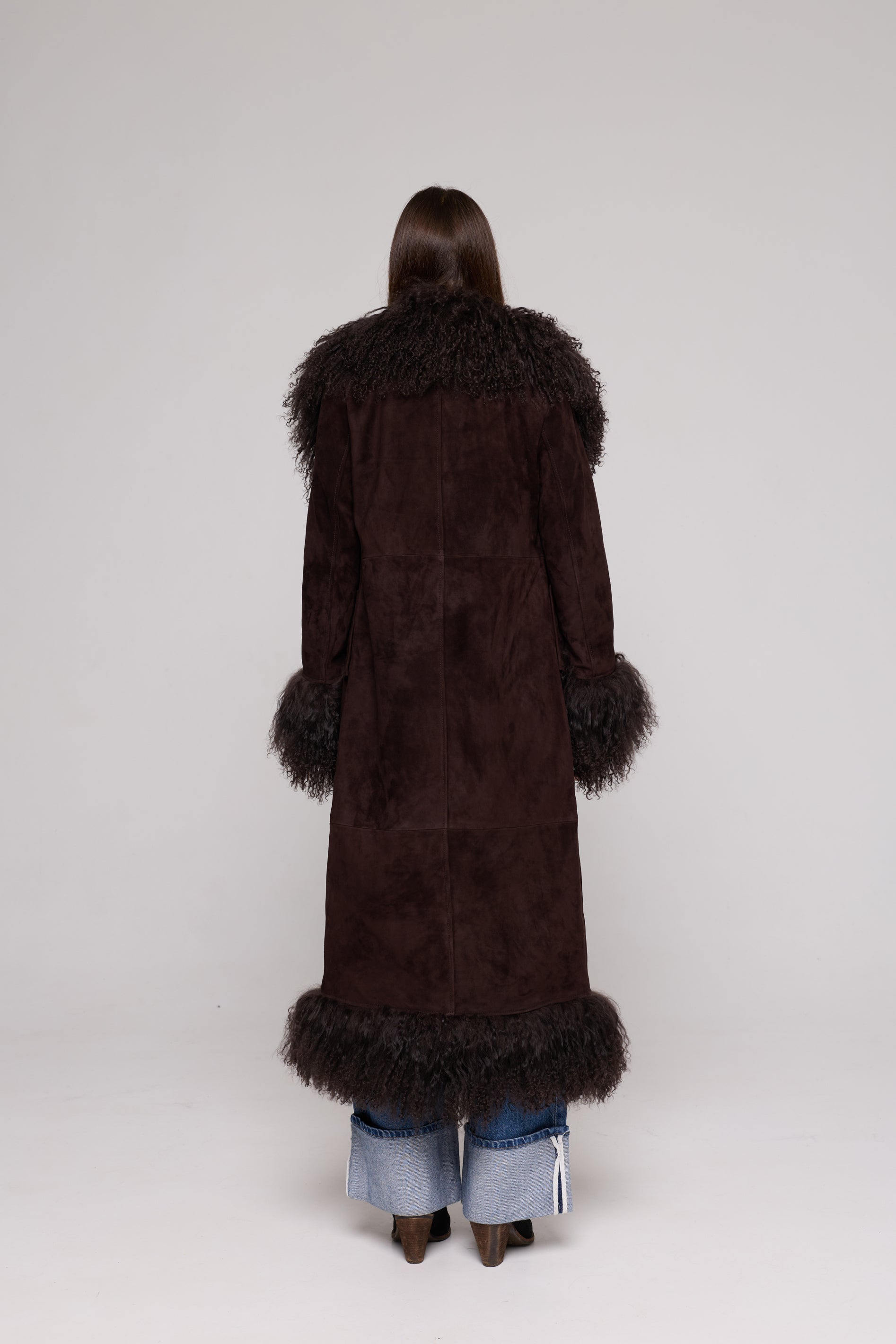 Mantel aus Wildleder aus Mongolei-Lammfell