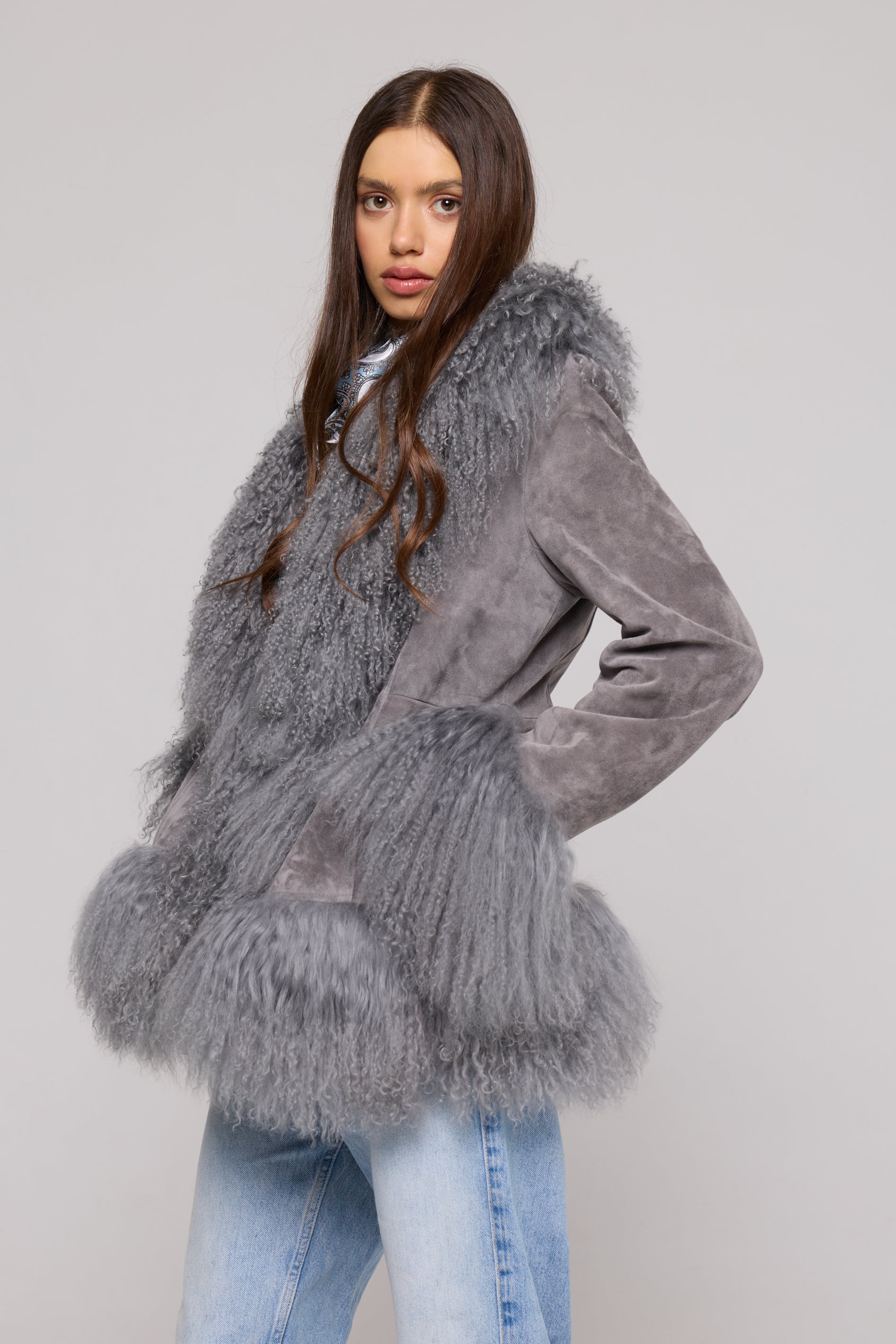 Mongolia Suede Jacket grey