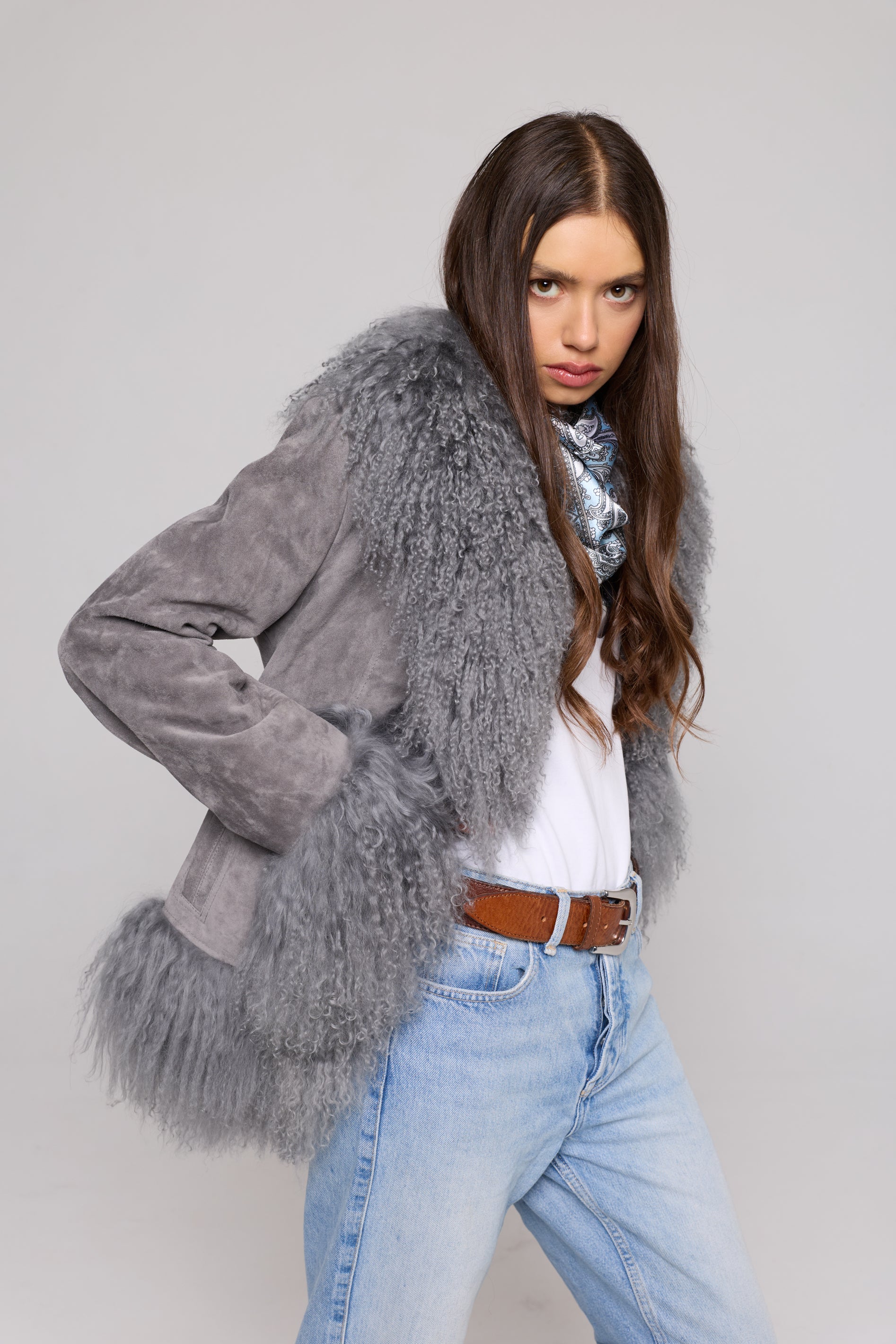 Mongolia Suede Jacket grey