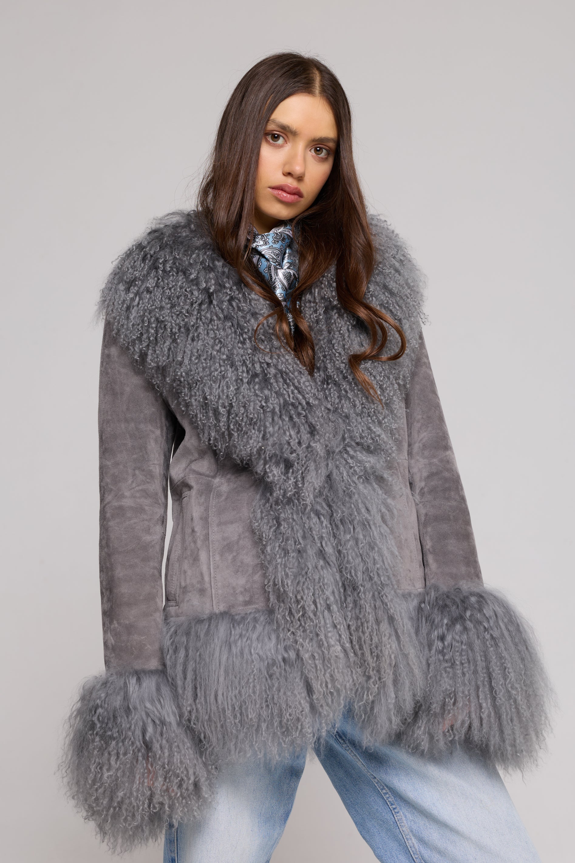 Mongolia Suede Jacket grey