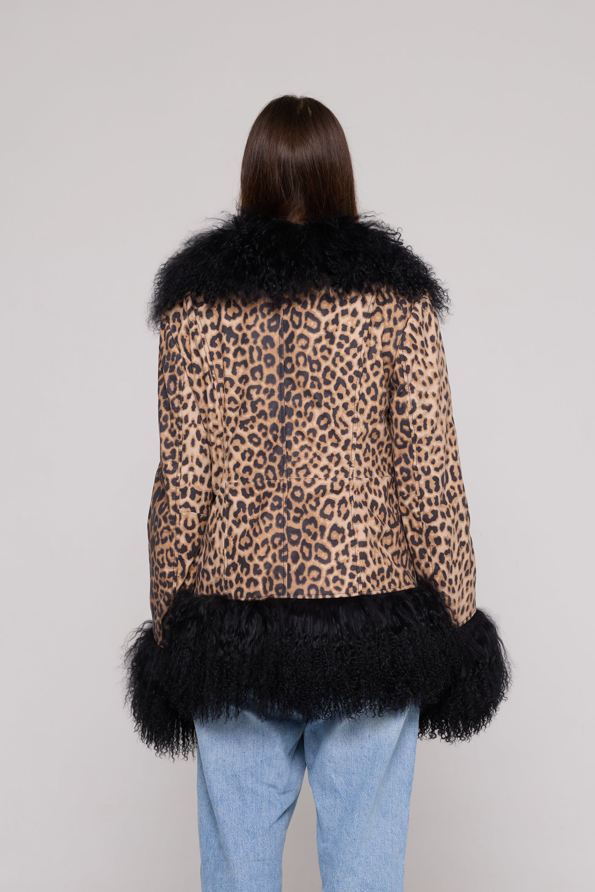 Mongolia Leather jacket Leopard