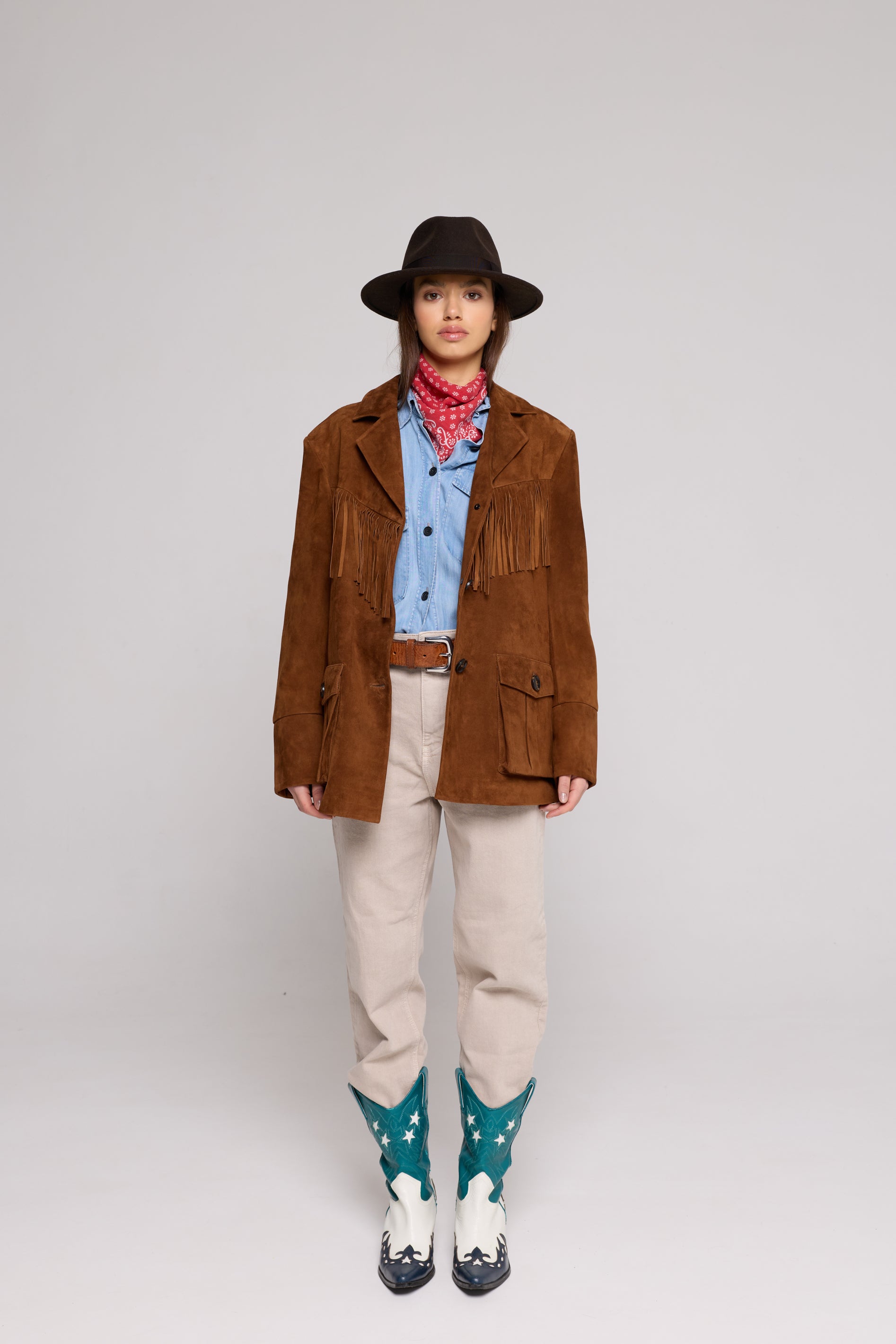 Fringe Jacket in Suede – camel