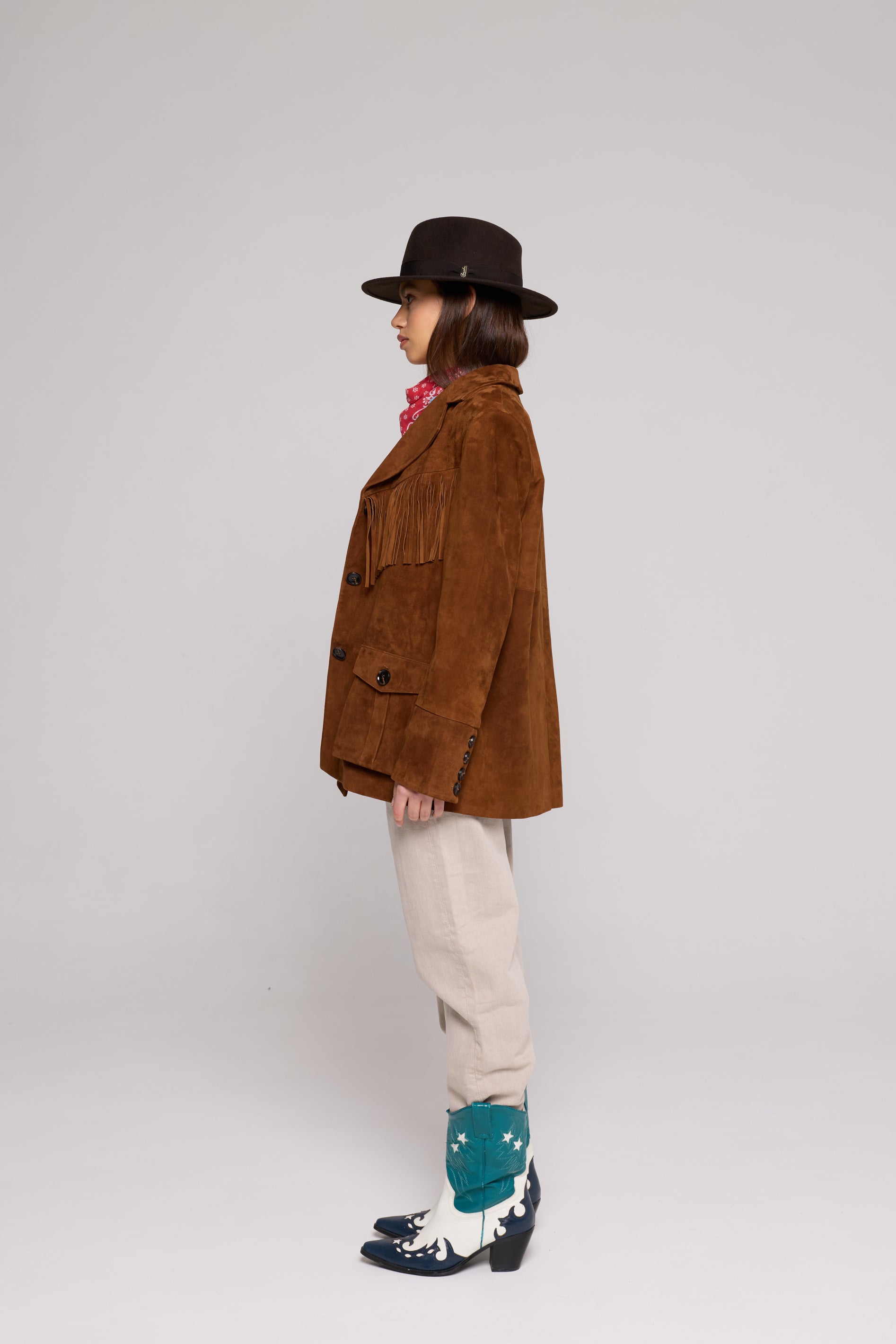 Fringe Jacket in Suede – camel