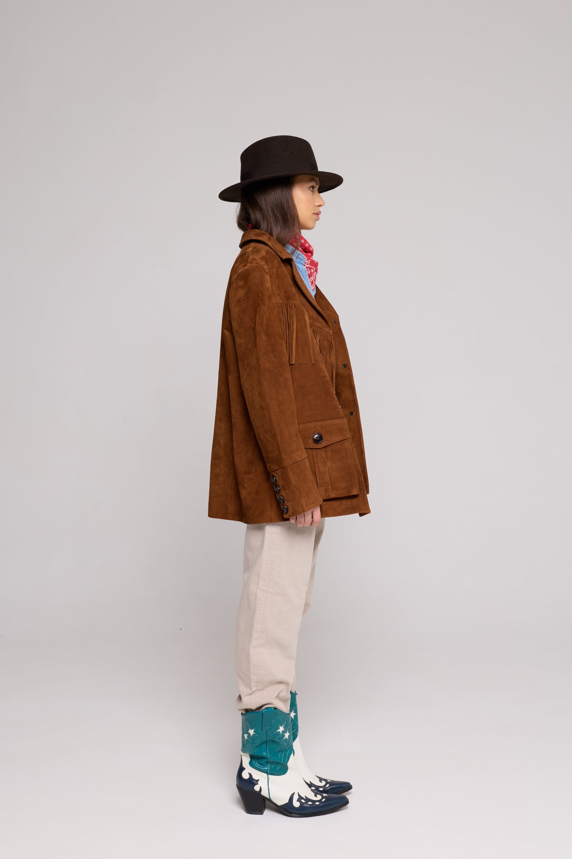 Fringe Jacket in Suede – camel