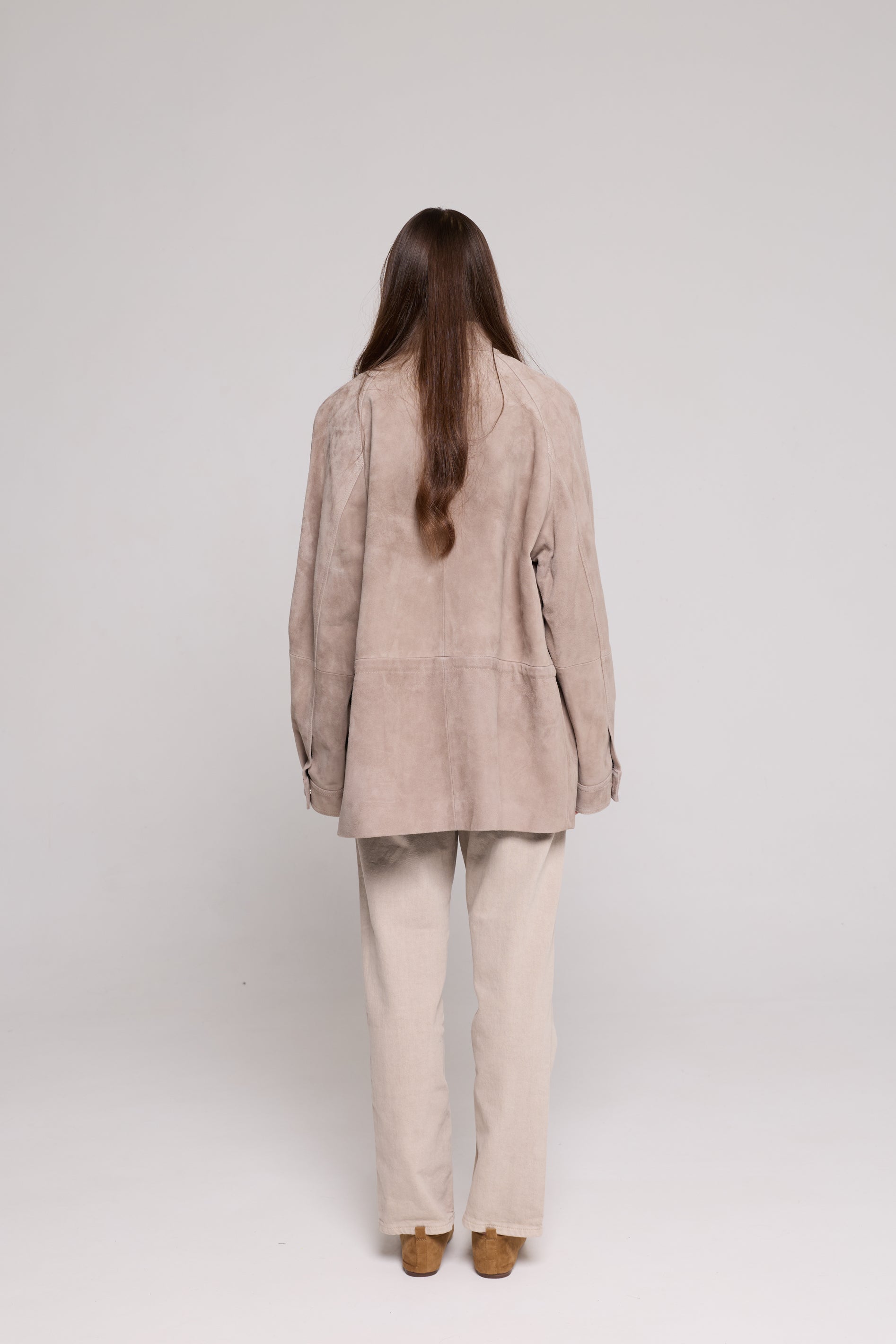 Double-breasted jacket in Suede-Sand