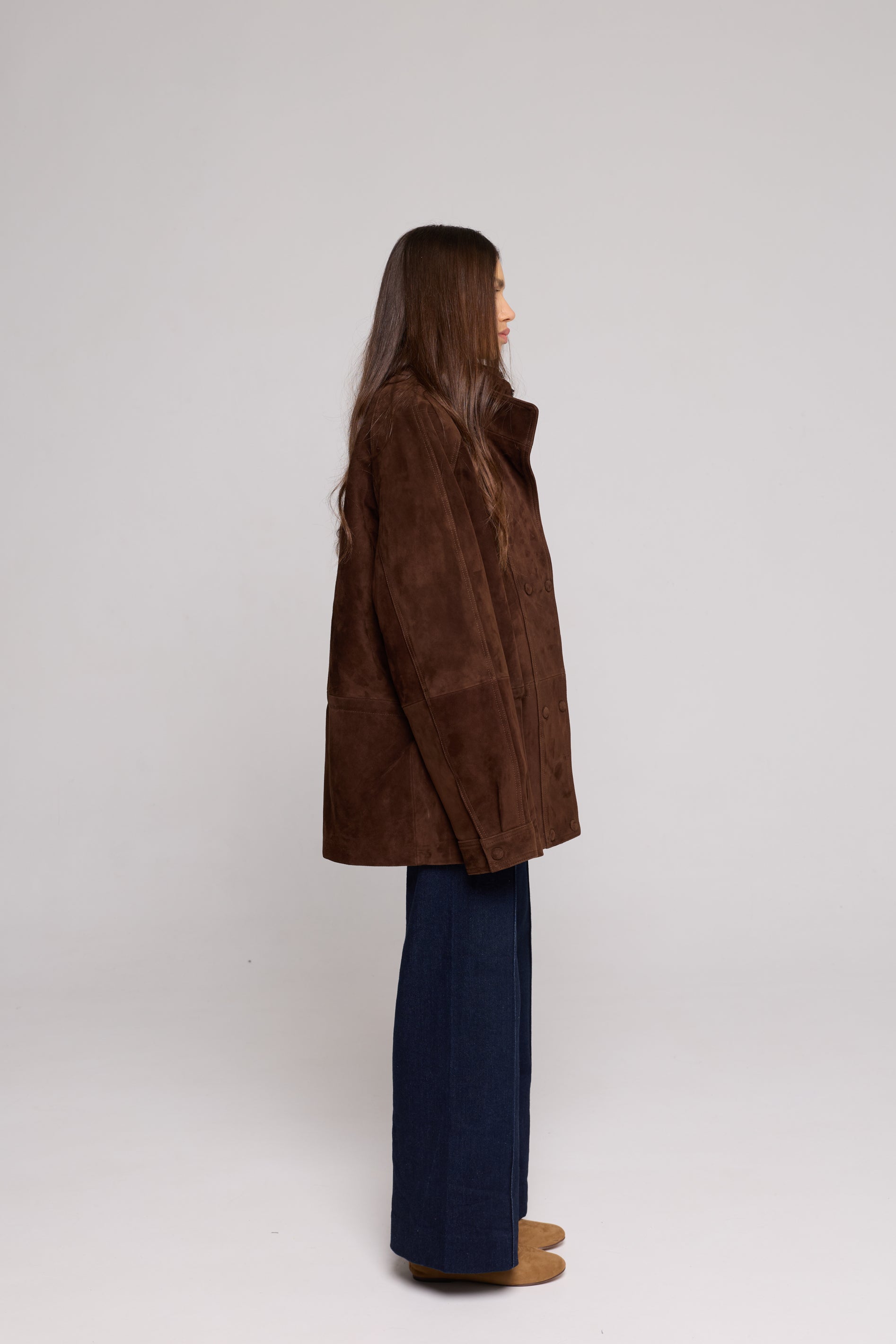 Double-breasted Suede-Brown Jacket