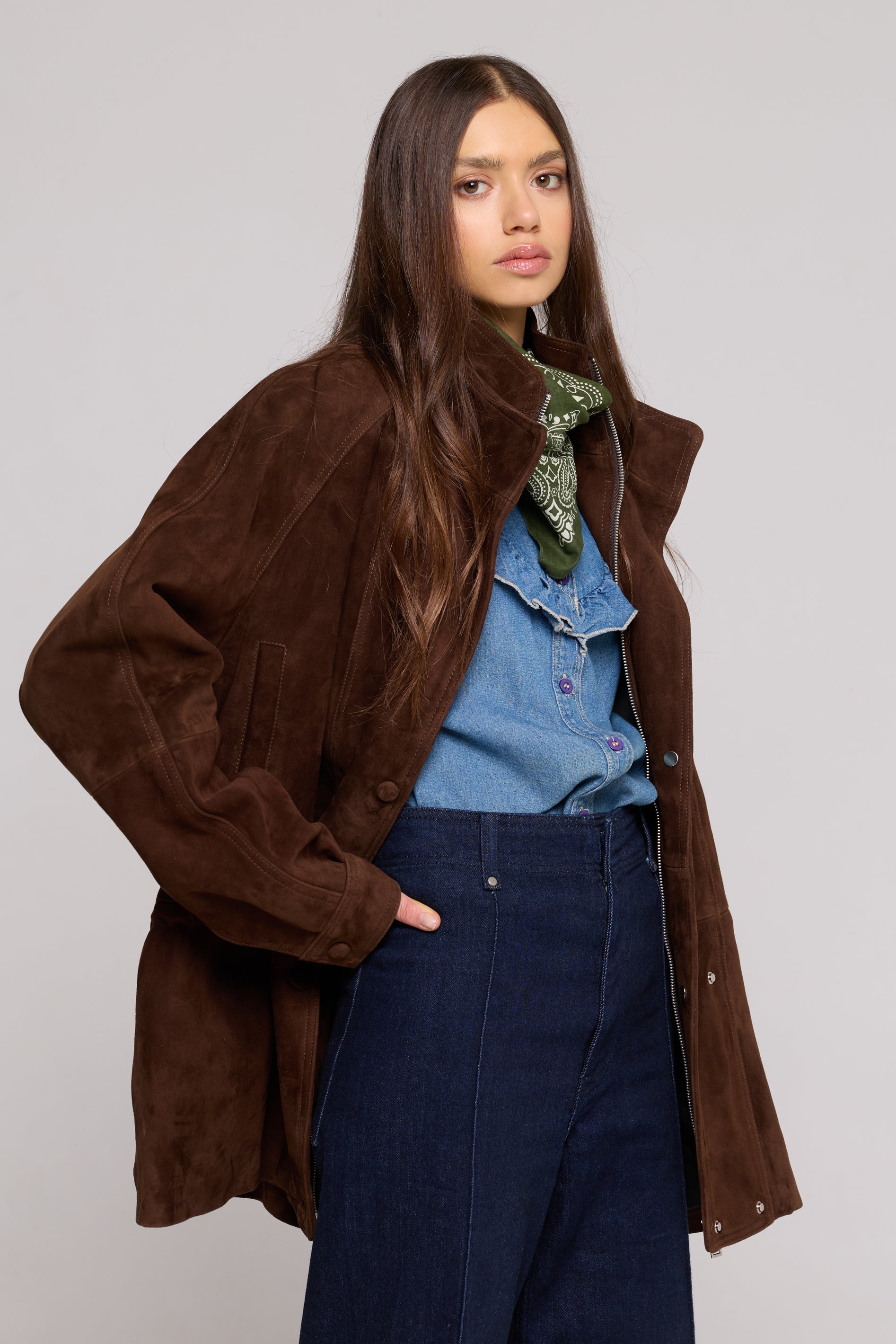 Double-breasted Suede-Brown Jacket