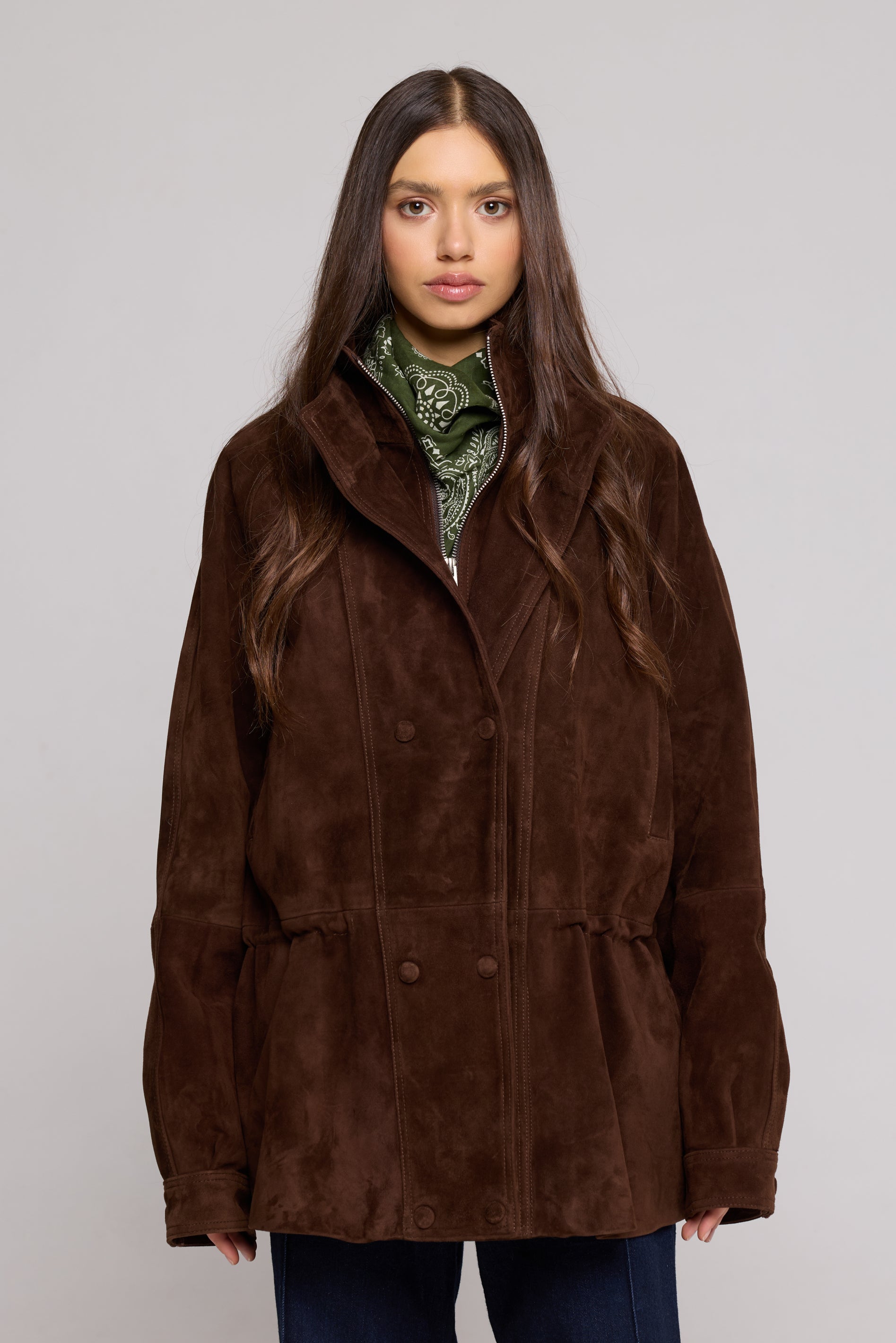 Double-breasted Suede-Brown Jacket