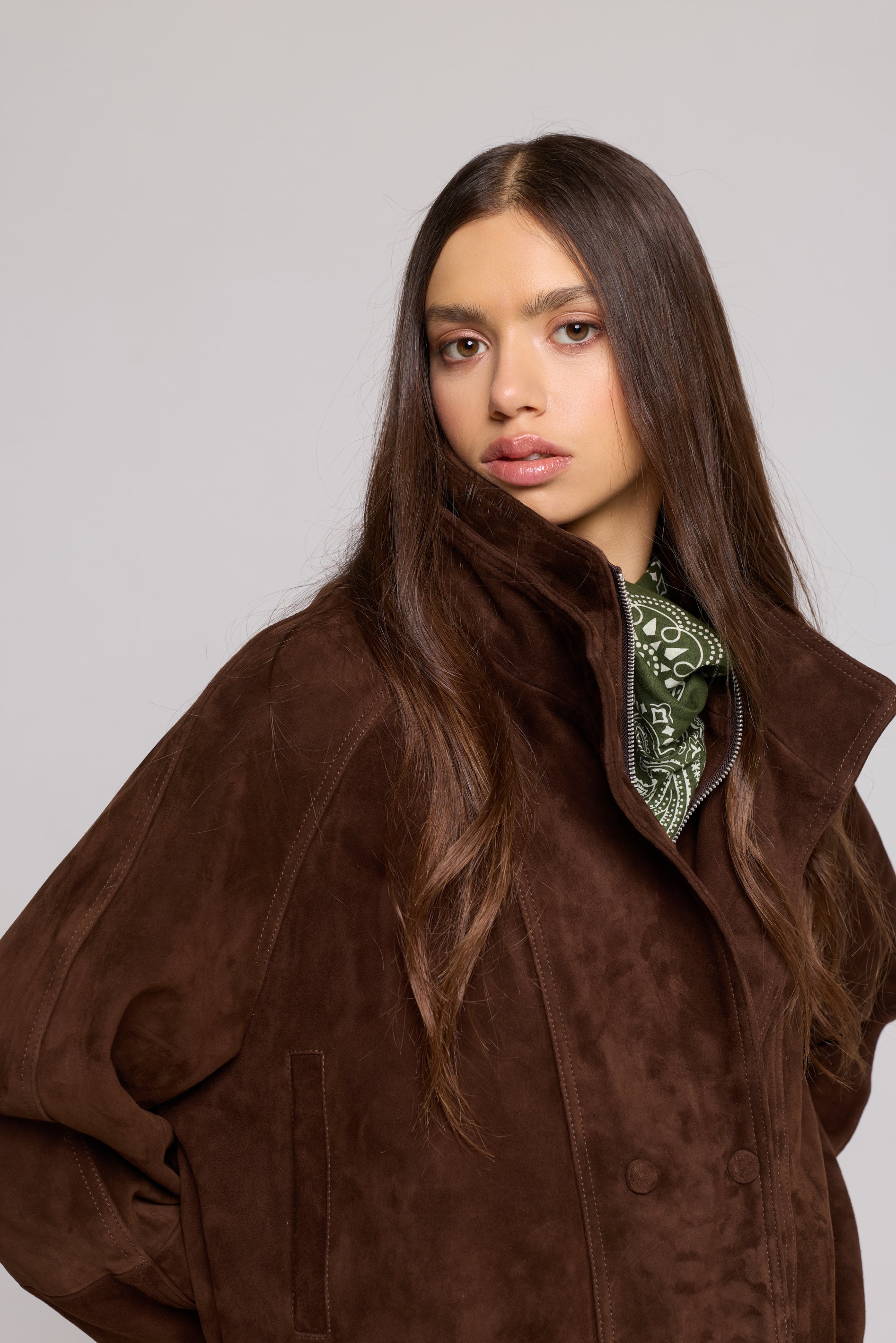 Double-breasted Suede-Brown Jacket