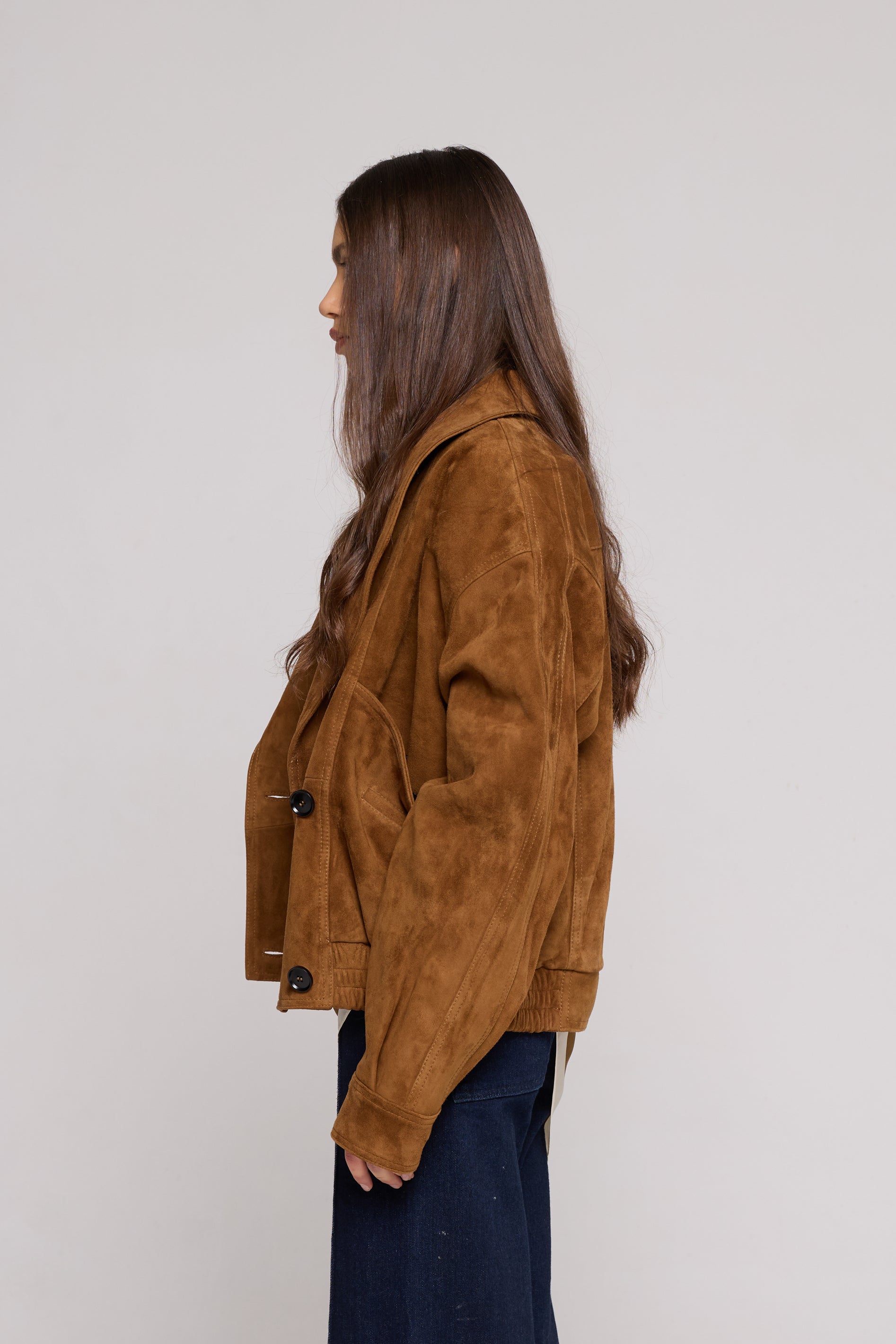 SHAWL COLLAR Suede bomber jacket