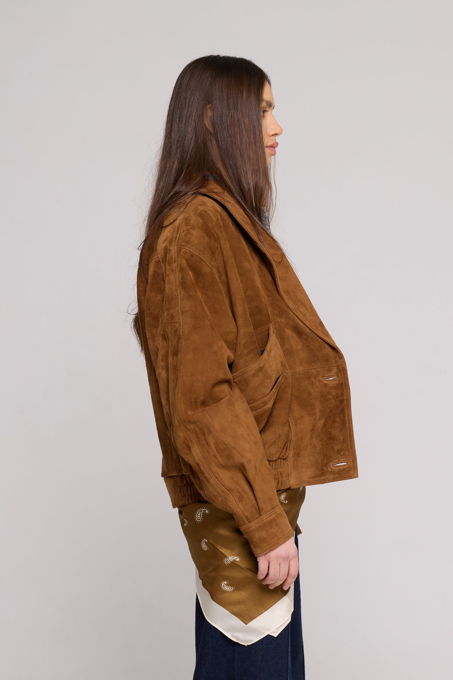 SHAWL COLLAR Suede bomber jacket
