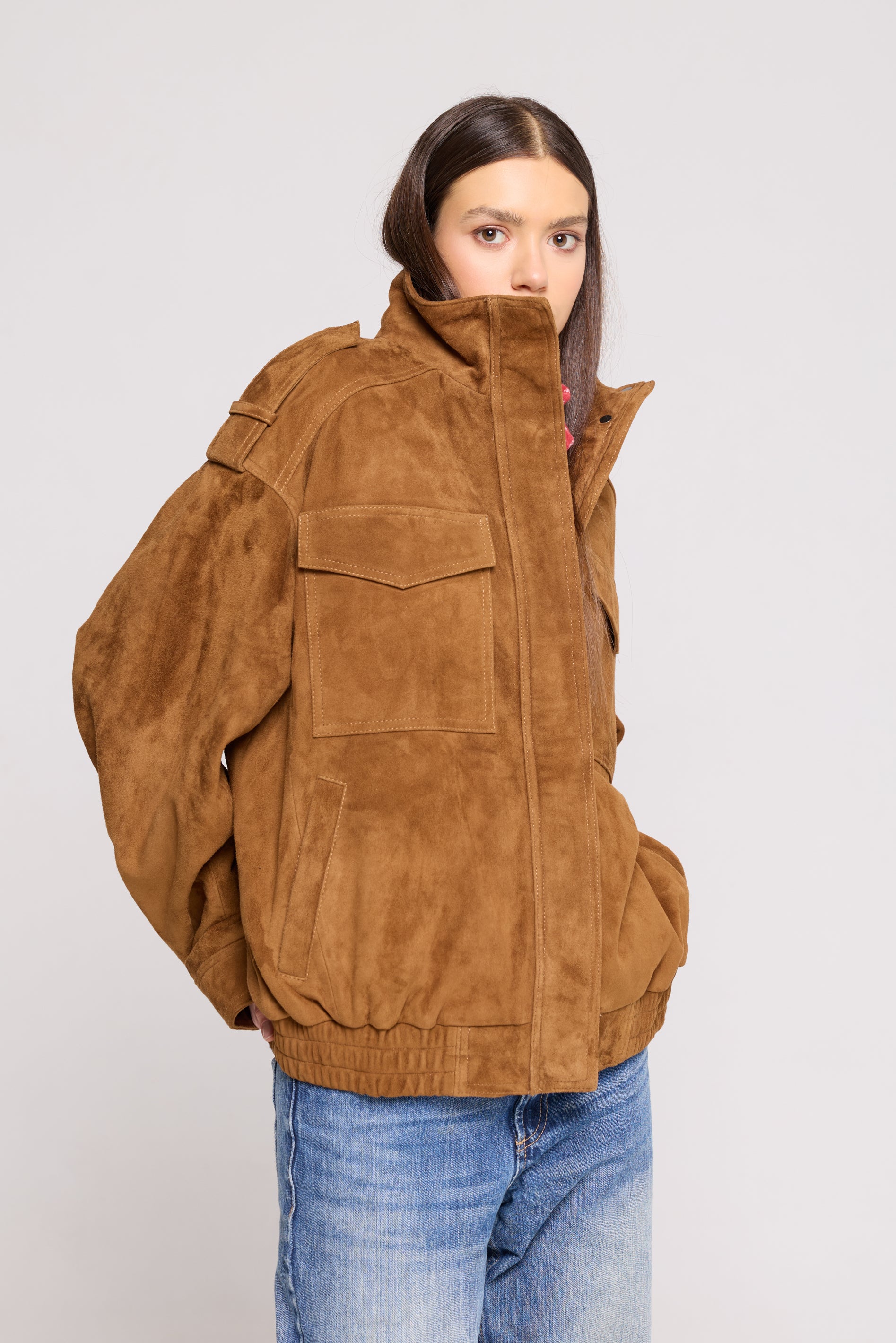 FIELD BOMBER in Suede