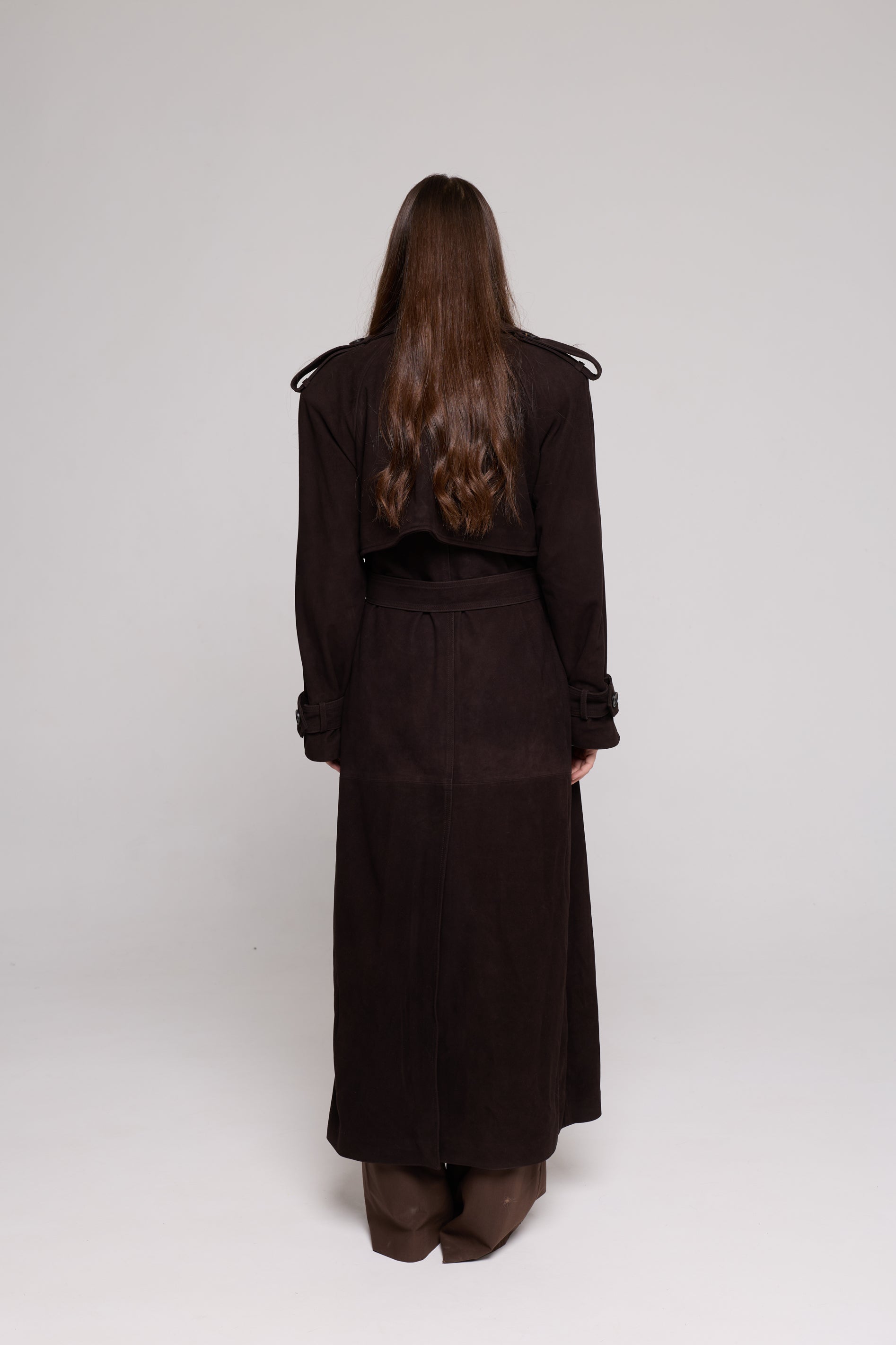 Long Suede Trench Coat