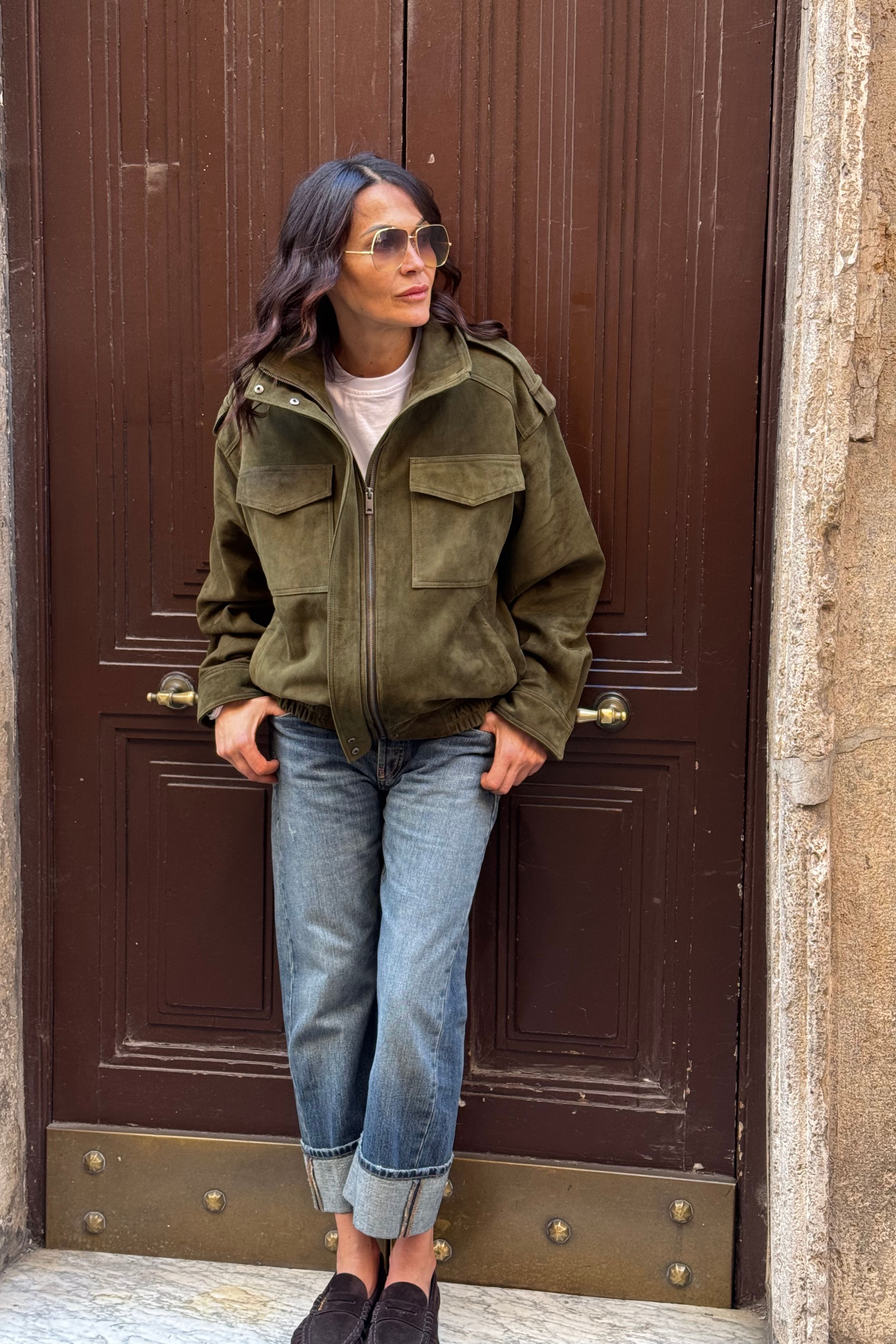 FIELD BOMBER in Suede