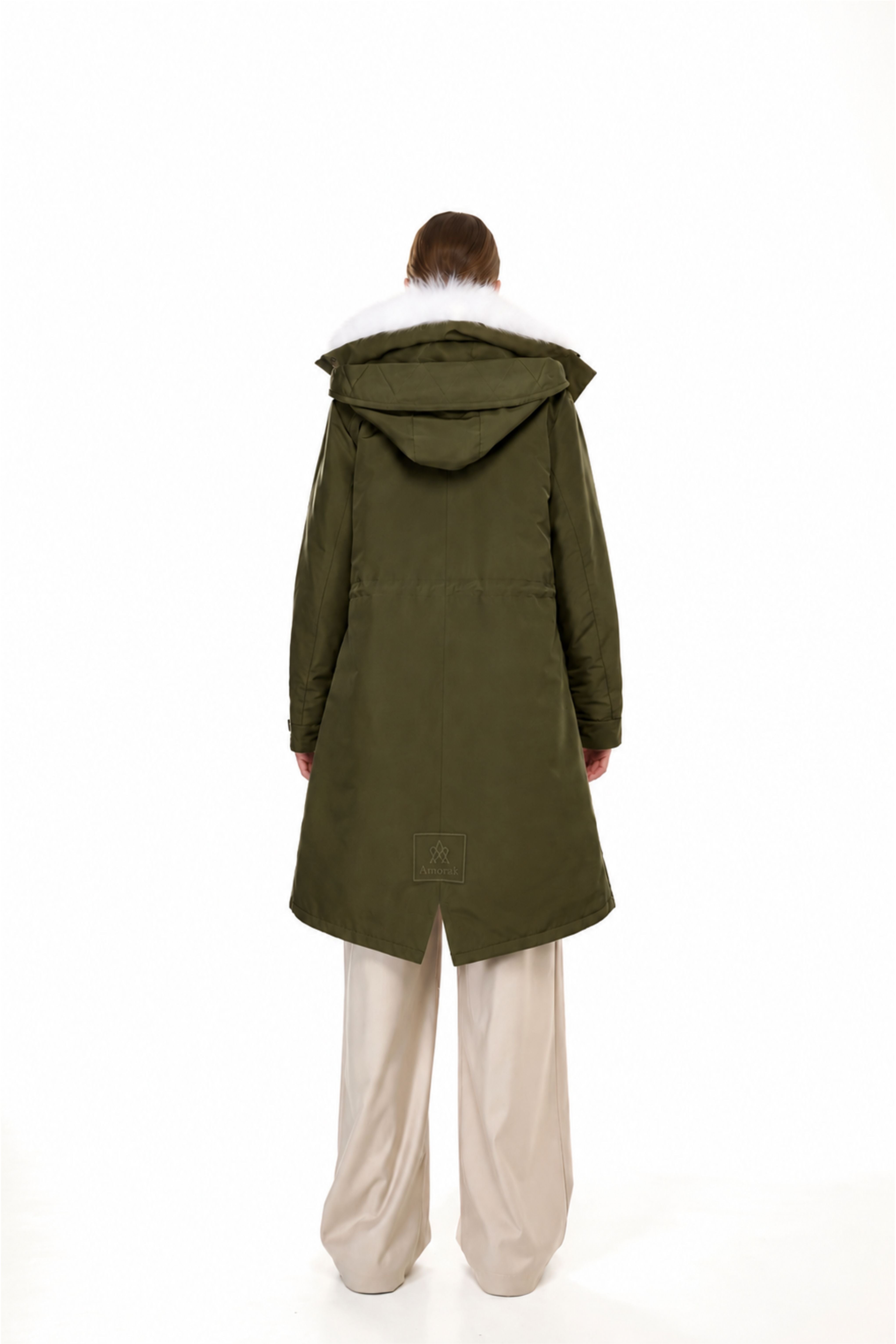 Parka X-Long Elegant WHITE FOX  con Collo Alto e Gilet in pelliccia Removibile