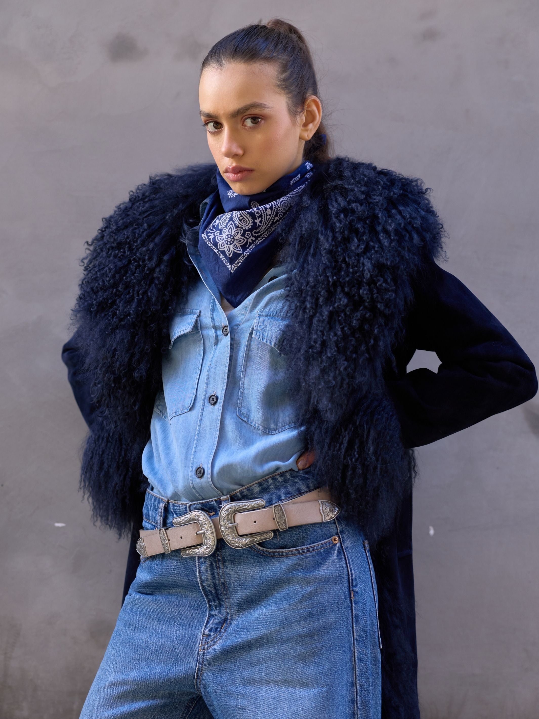 Mantel aus Wildleder aus Mongolei-Lammfell