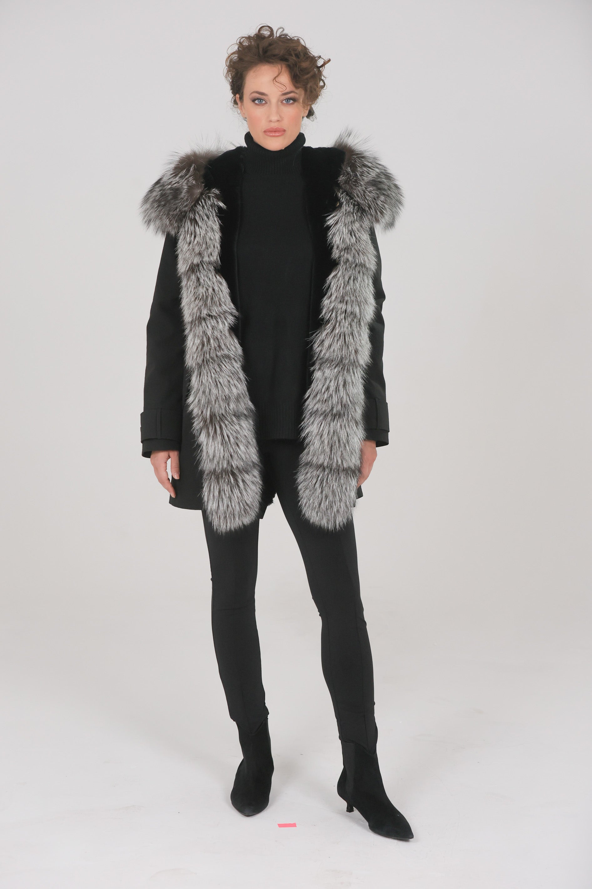 Long Luxury Silver technical cotton parka