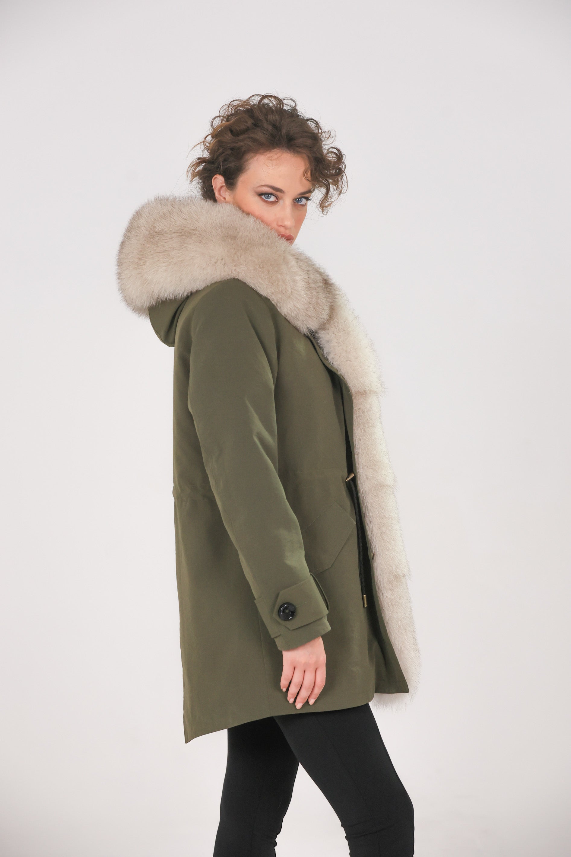 Long Beige Waterproof Technical Cotton Park