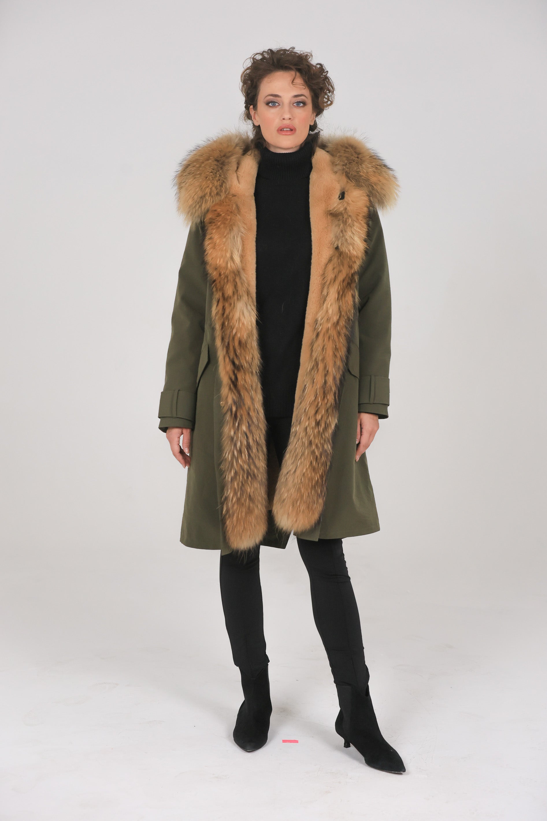 Parka in waterproof technical cotton X-Long Raccoon