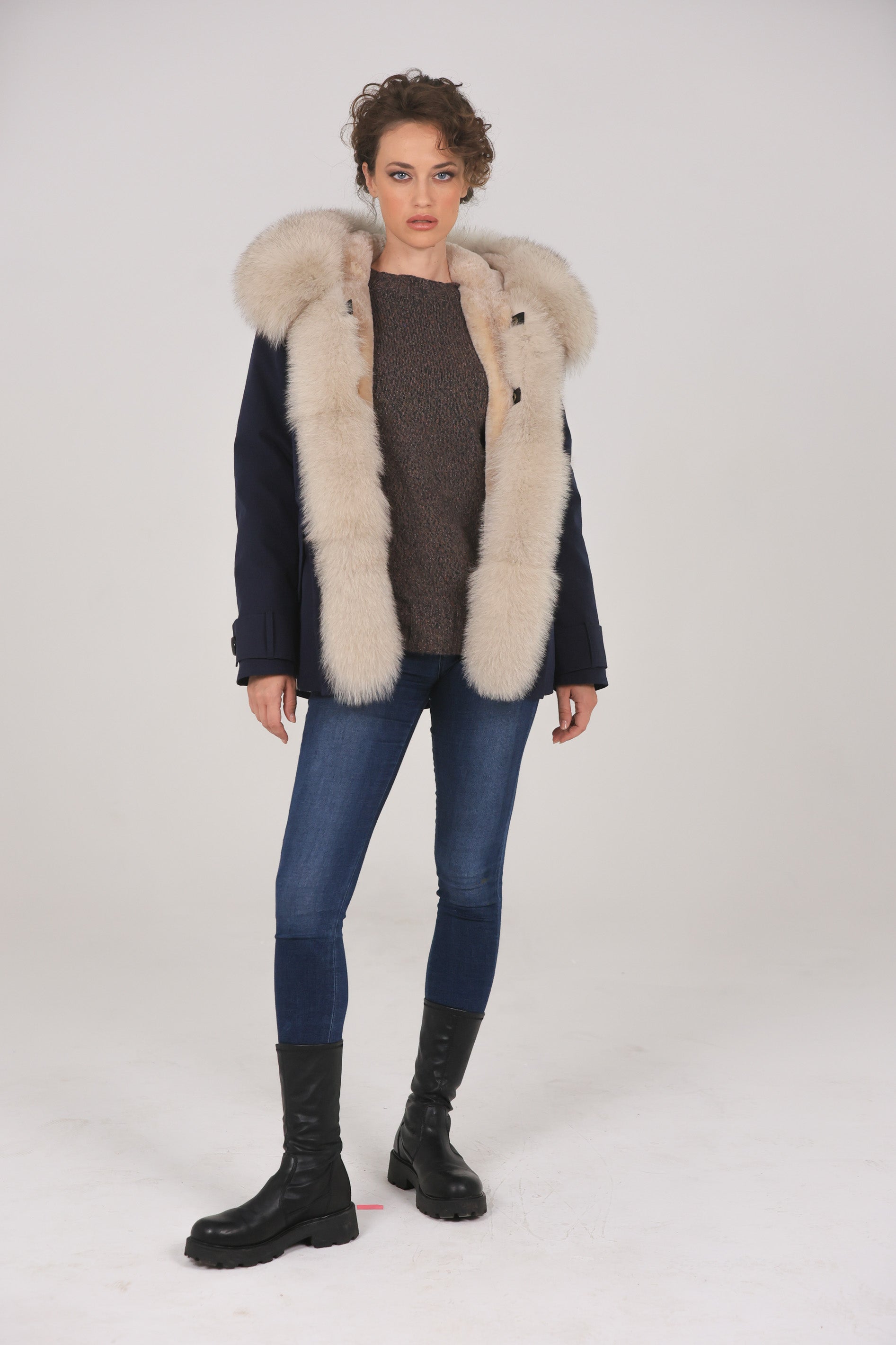 Parka in Cotton Waterproof Short Beige