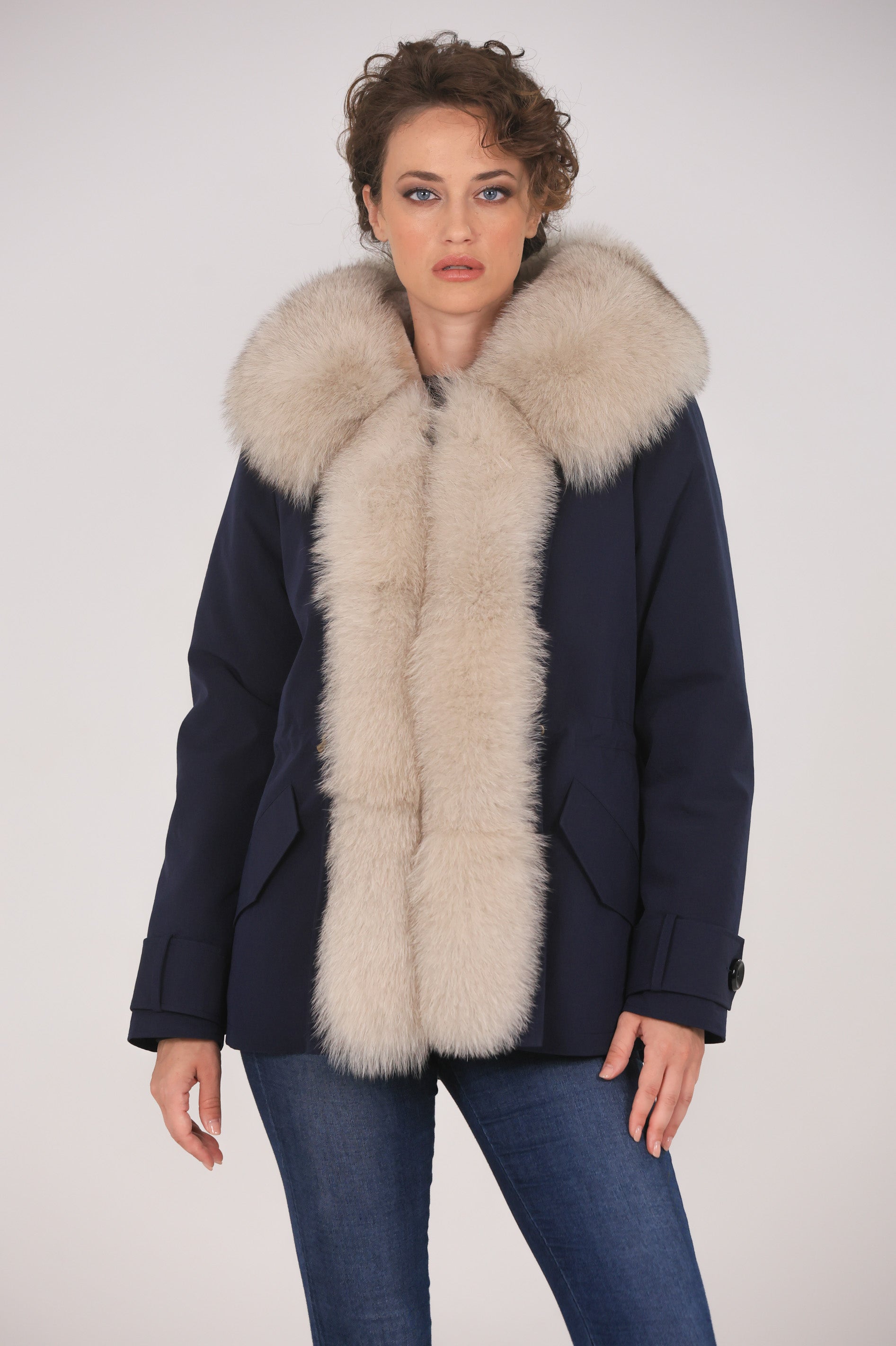 Parka in Cotton Waterproof Short Beige