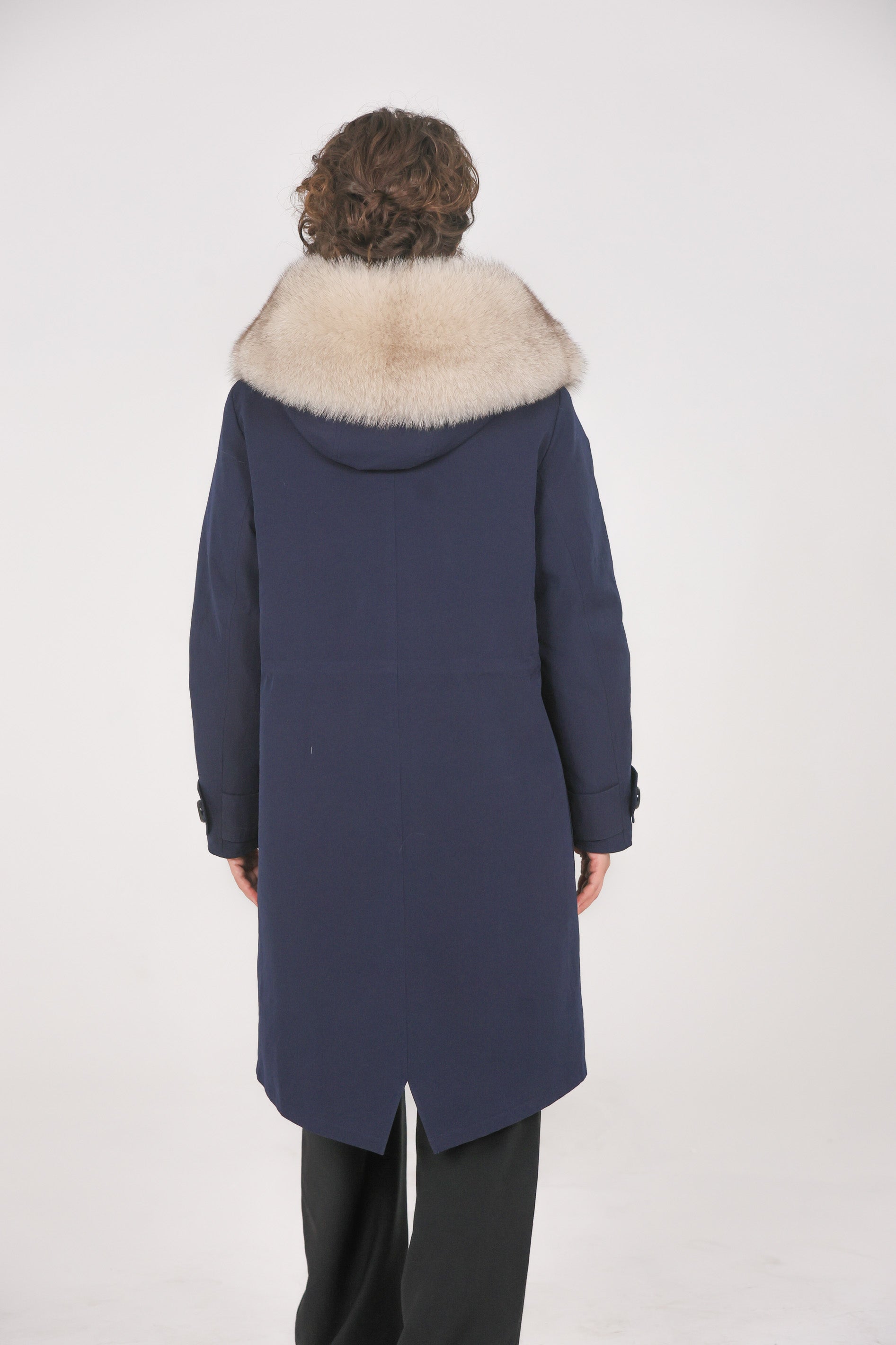 Beige X-long waterproof technical cotton parka