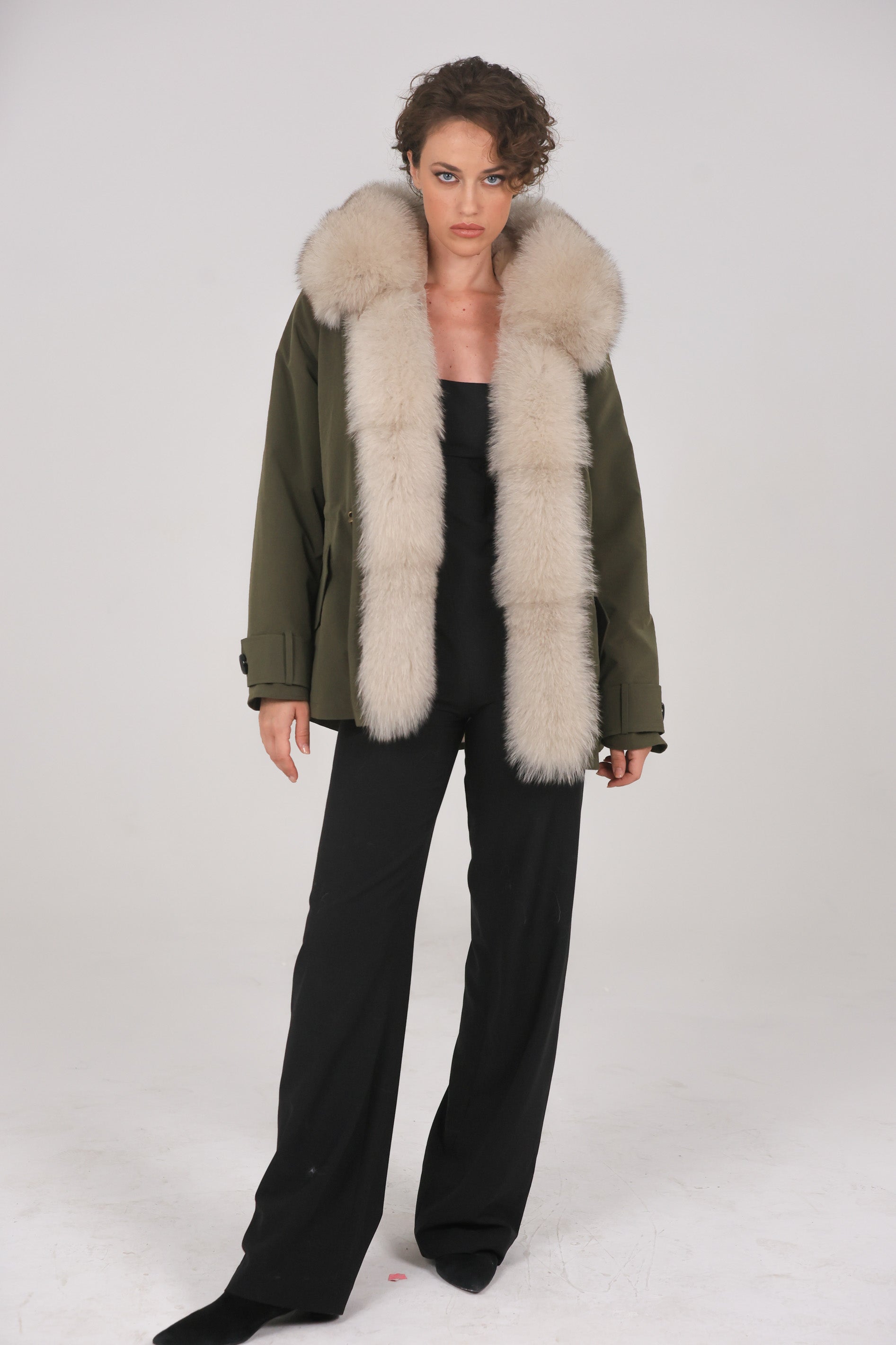 Parka in Cotton Waterproof Short Beige